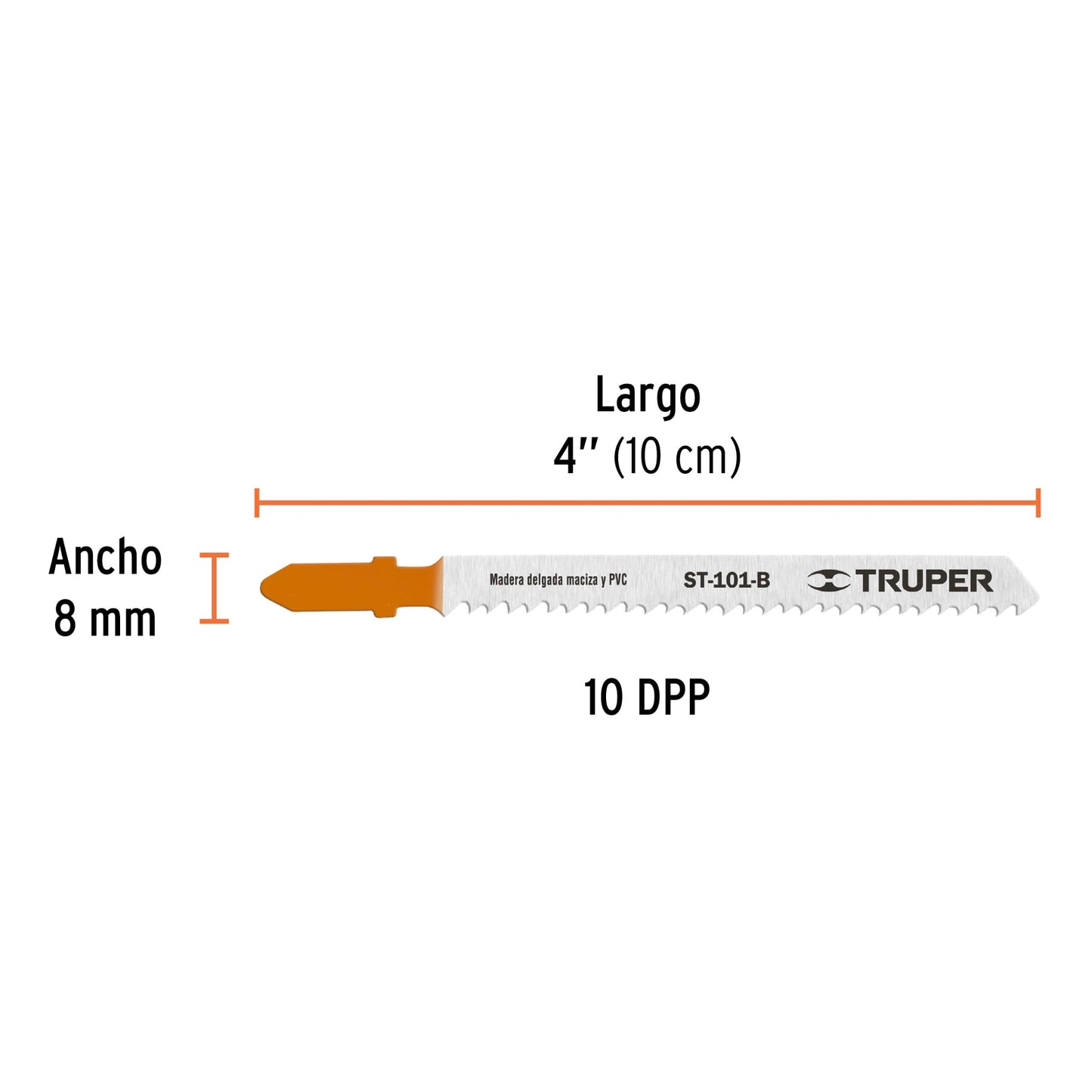 ST-101-B Segueta caladora, cortes rectos en madera, zanco t, 10 dpp