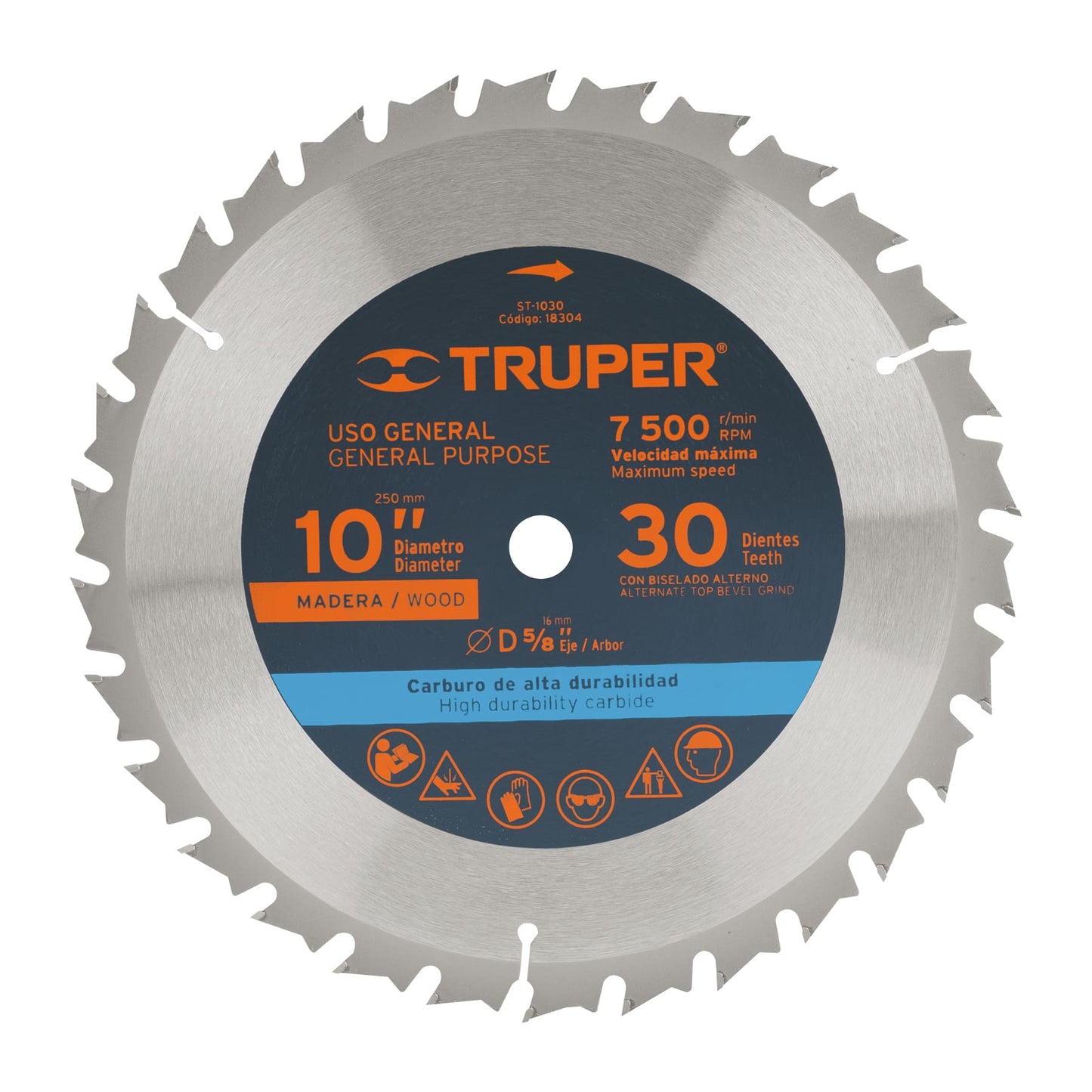ST-1030 Disco sierra p/madera 10", 30 dientes, centro 5/8"