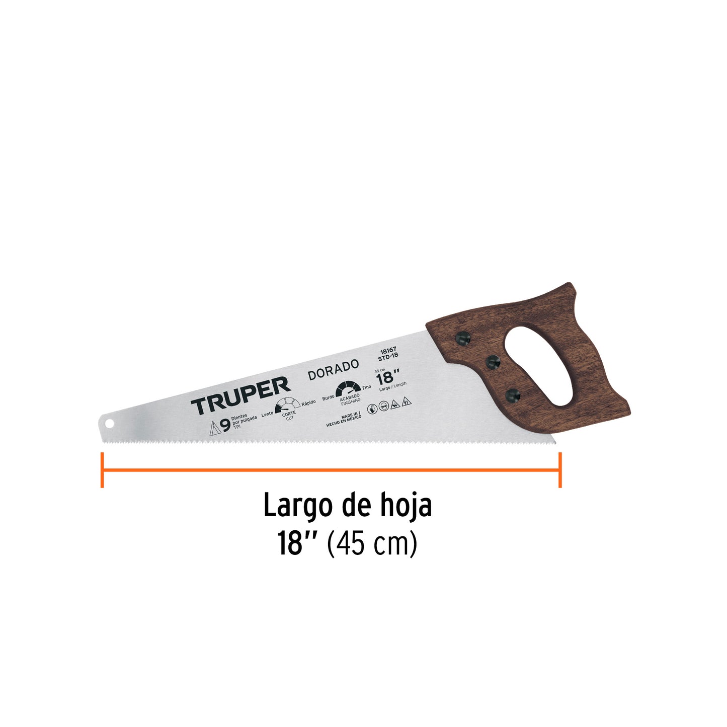 STD-18 Serrucho profesional 18" Dorado, 9 DPP