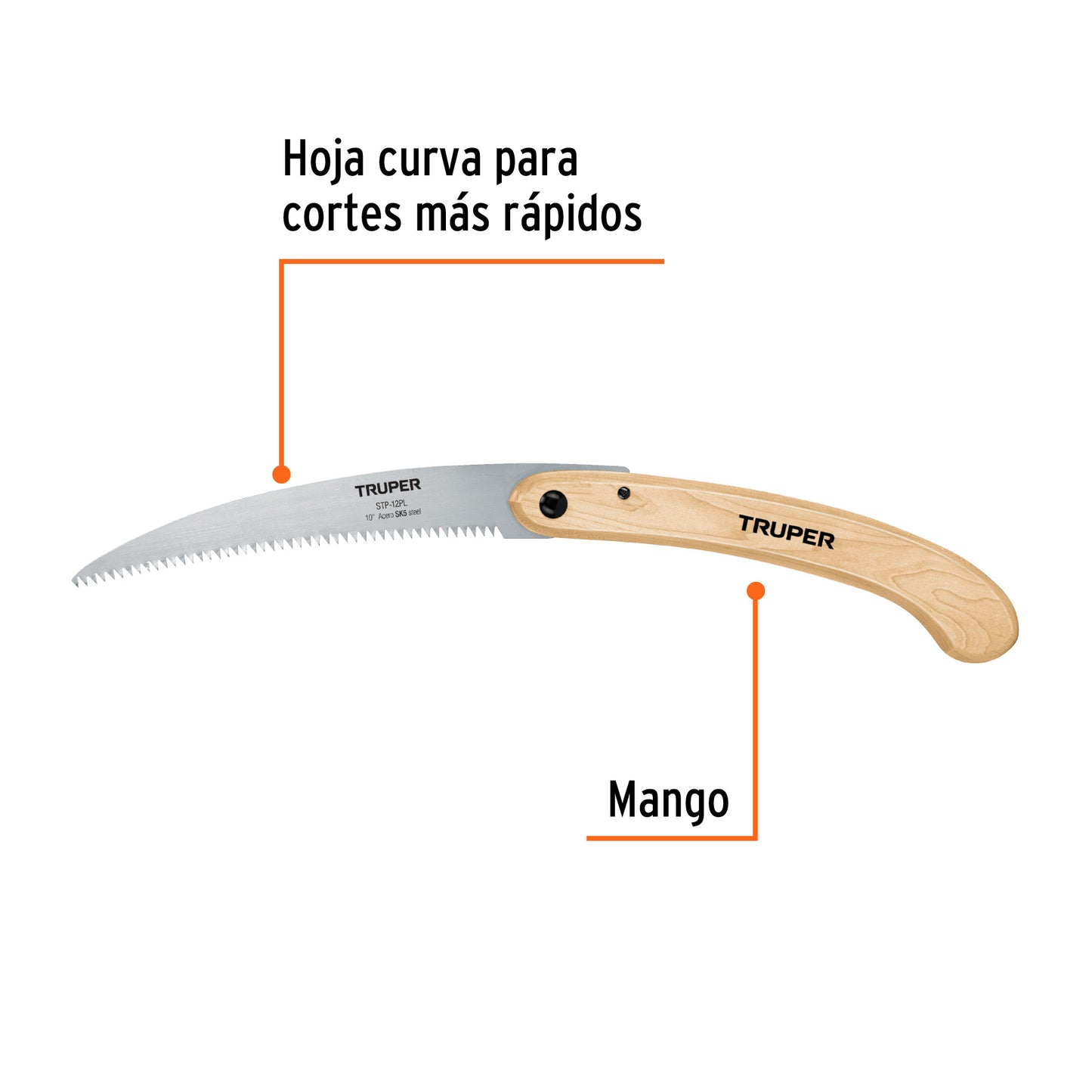 STP-12PL Serrucho curvo podador plegable 12", 6 DPP