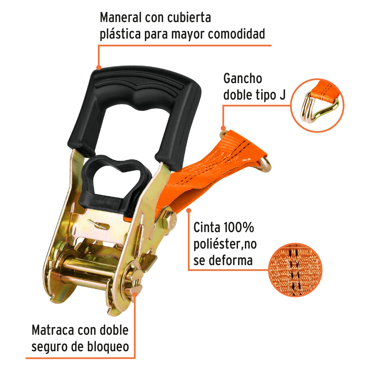 SU-1500C Sujetadores con matraca, carga máxima 1500 kg, 2 piezas