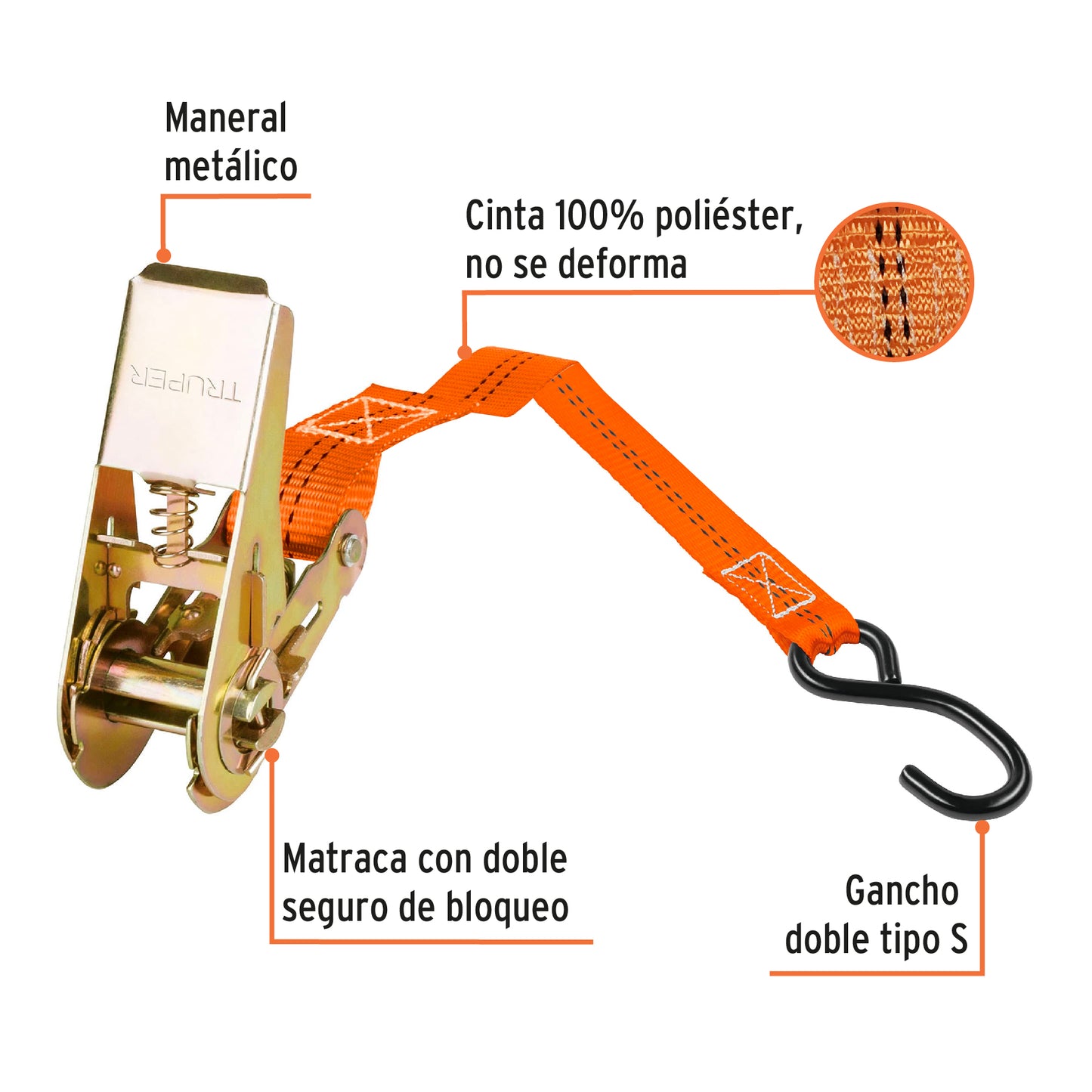 SU-400R Juego de sujetadores c/matraca, carga máx 400 kg, 2 piezas