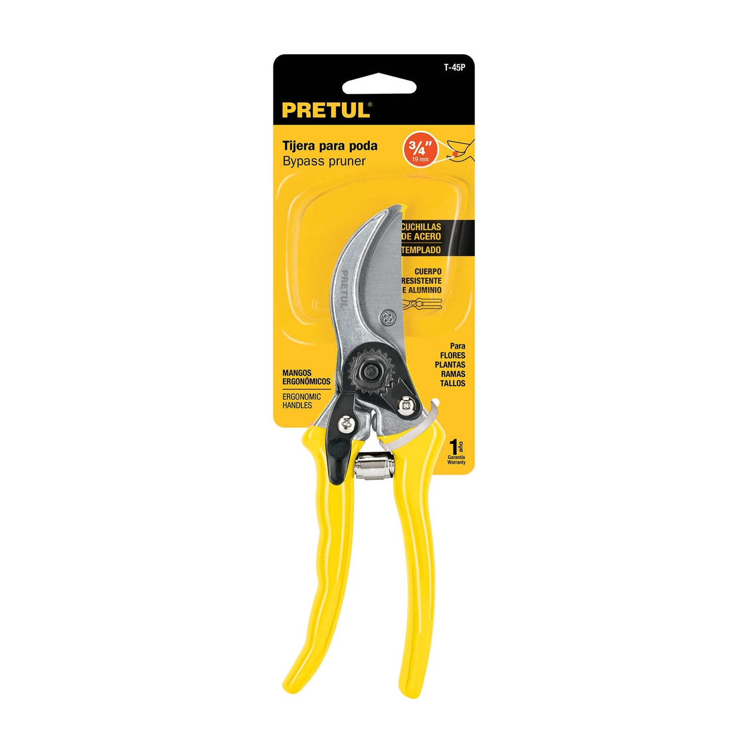 T-45P Tijera cuerpo de aluminio para poda, cuchilla de paso 8", Pretul