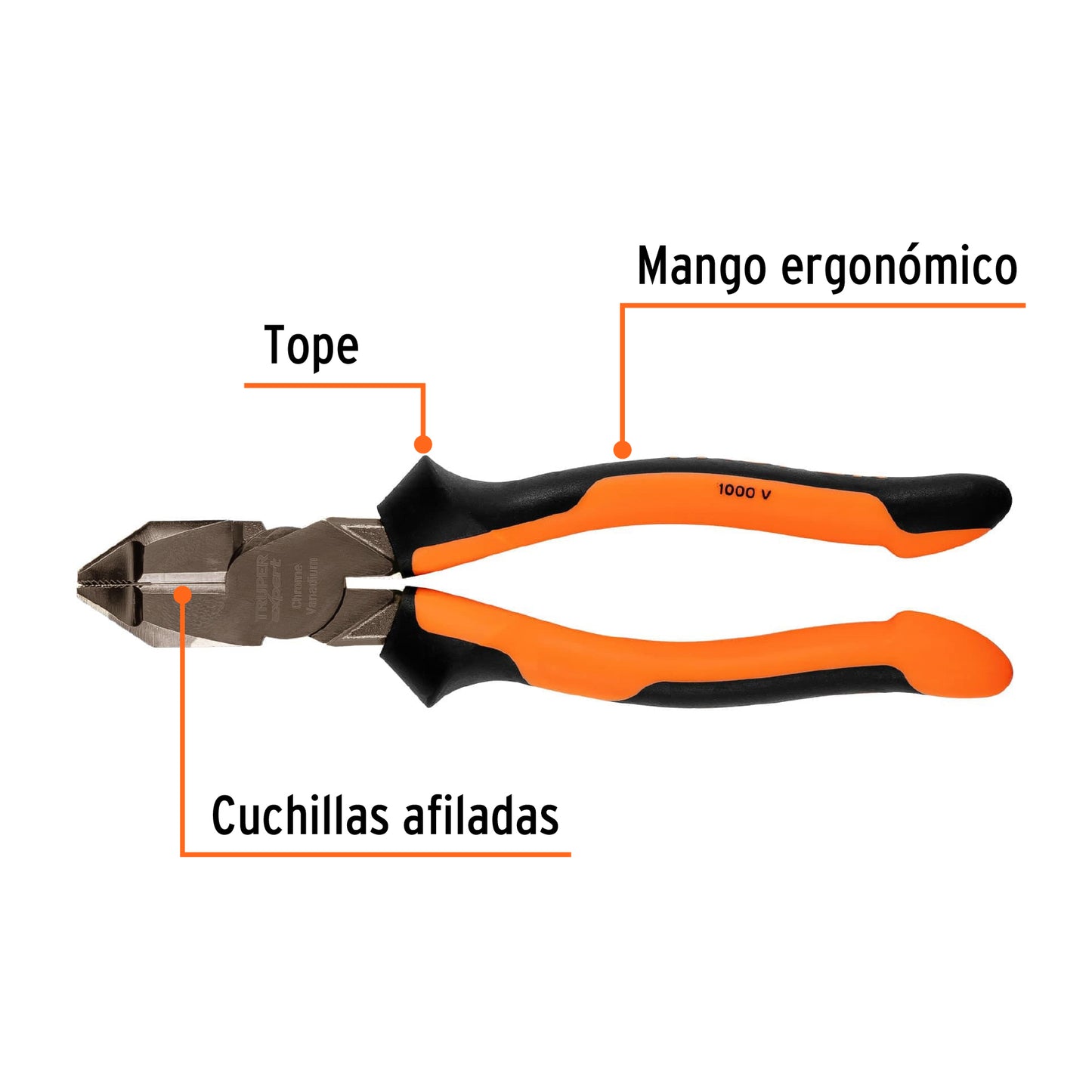 T200-8X Alicate de electricista profesionales, 8', mango comfort grip
