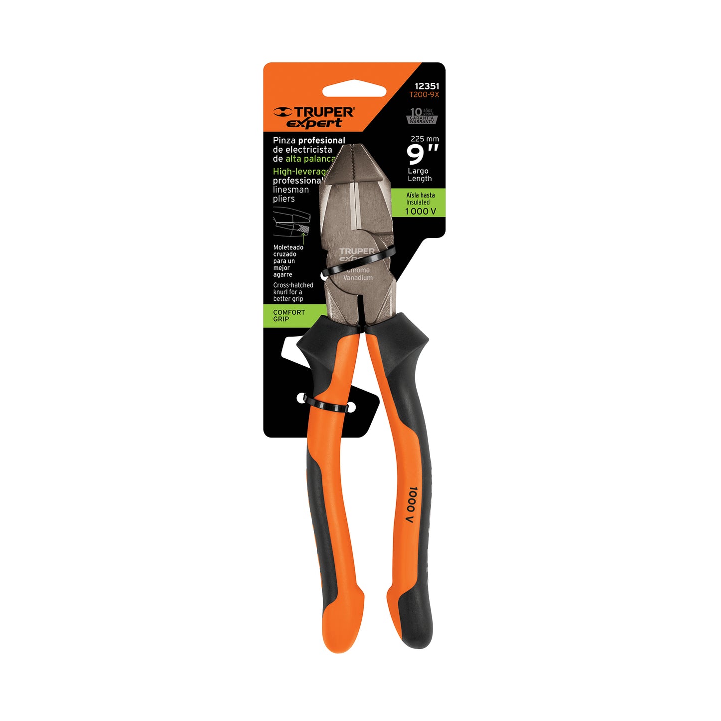 T200-9X Alicate de electricista profesionales, 9', mango comfort grip