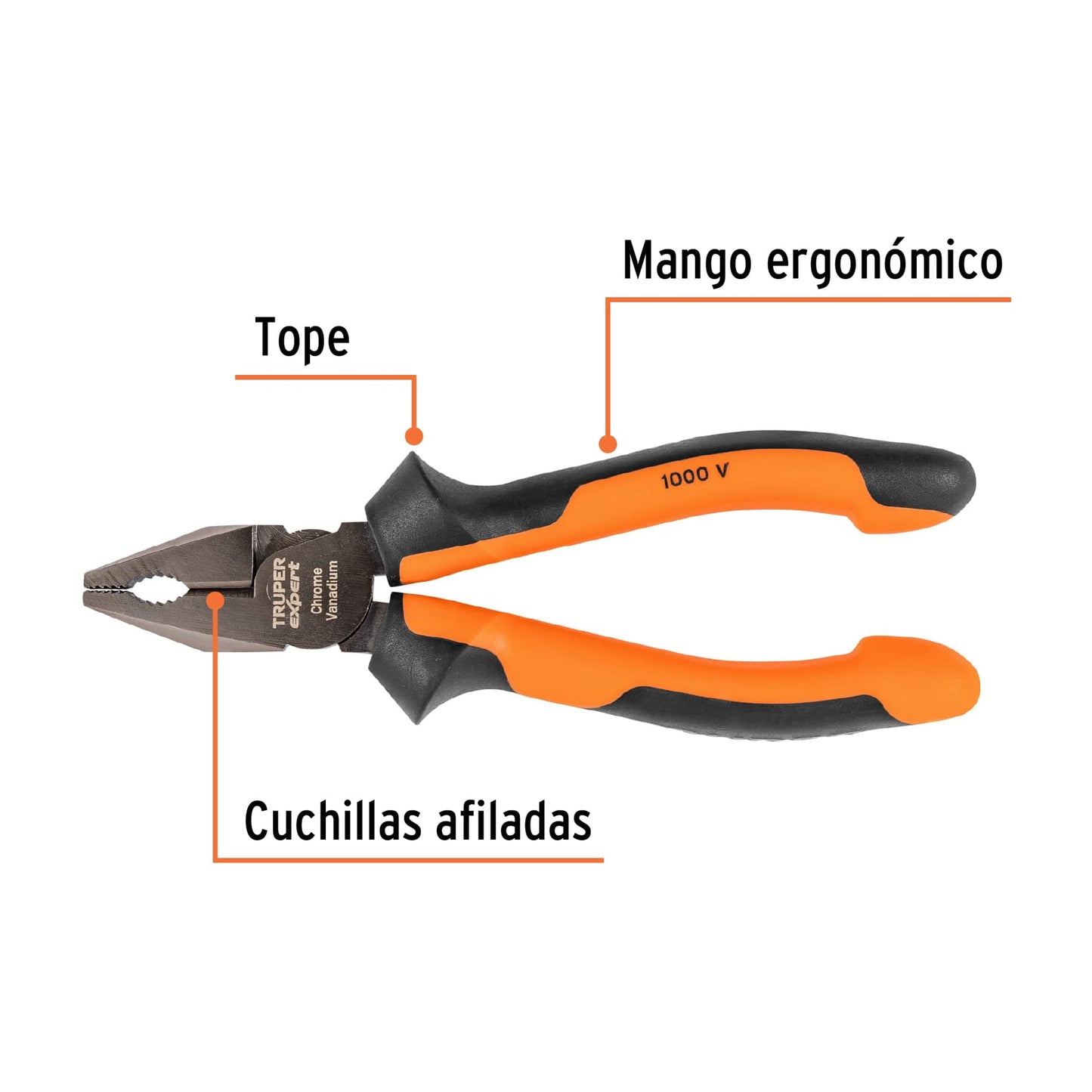 T201-6X Alicate de electricista 6",mango comfort grip
