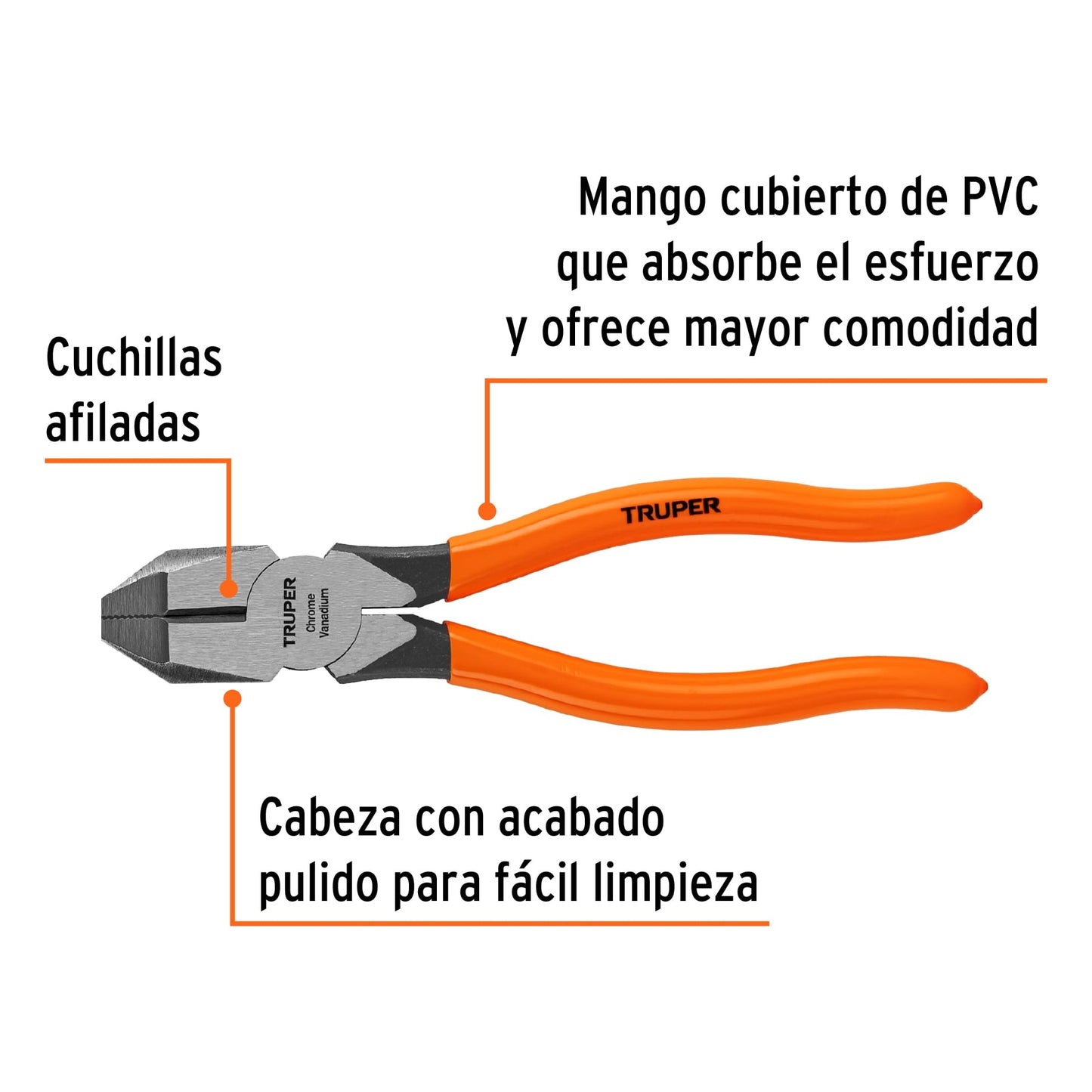 T201-7 Alicate profesional para electricista 7', mango de vinil