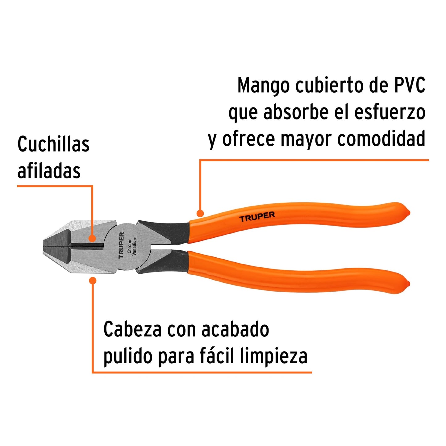 T201-8 Alicate profesional para electricista 8', mango de vinil