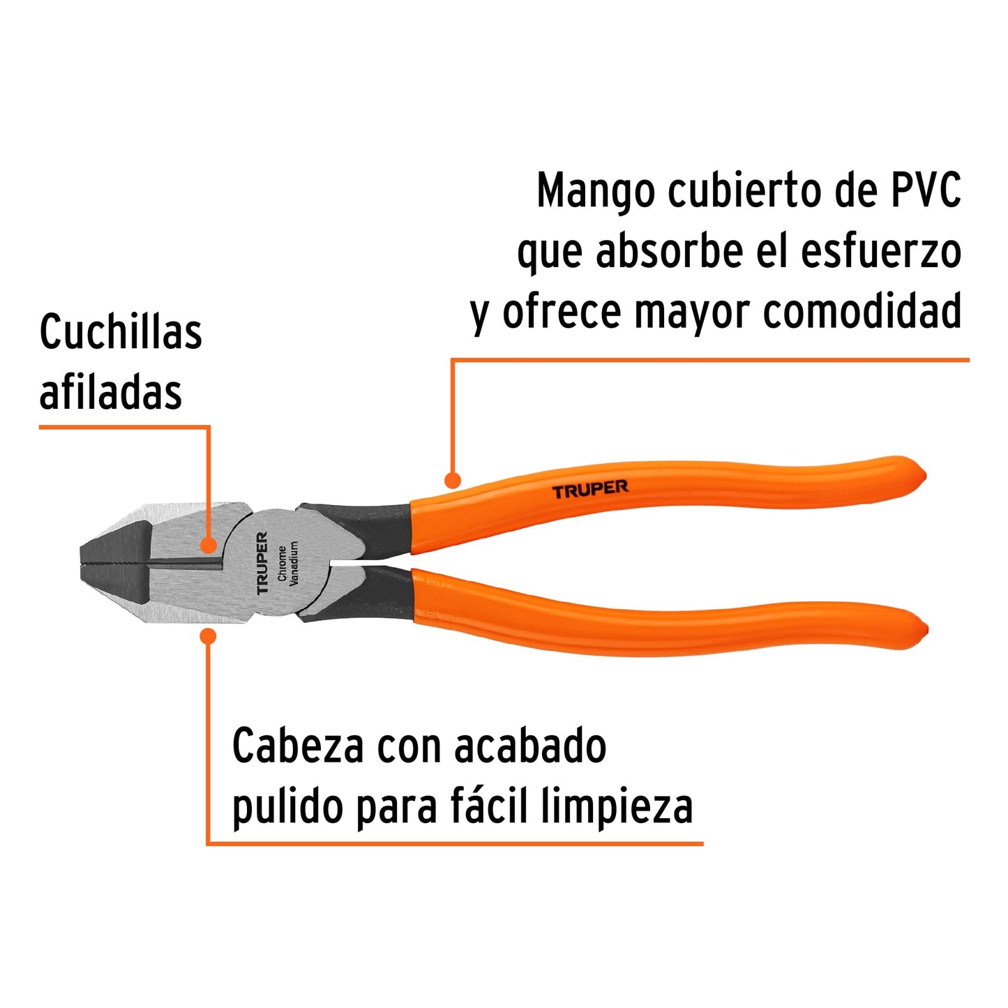 T201-9 Alicate profesional para electricista 9', mango de vinil