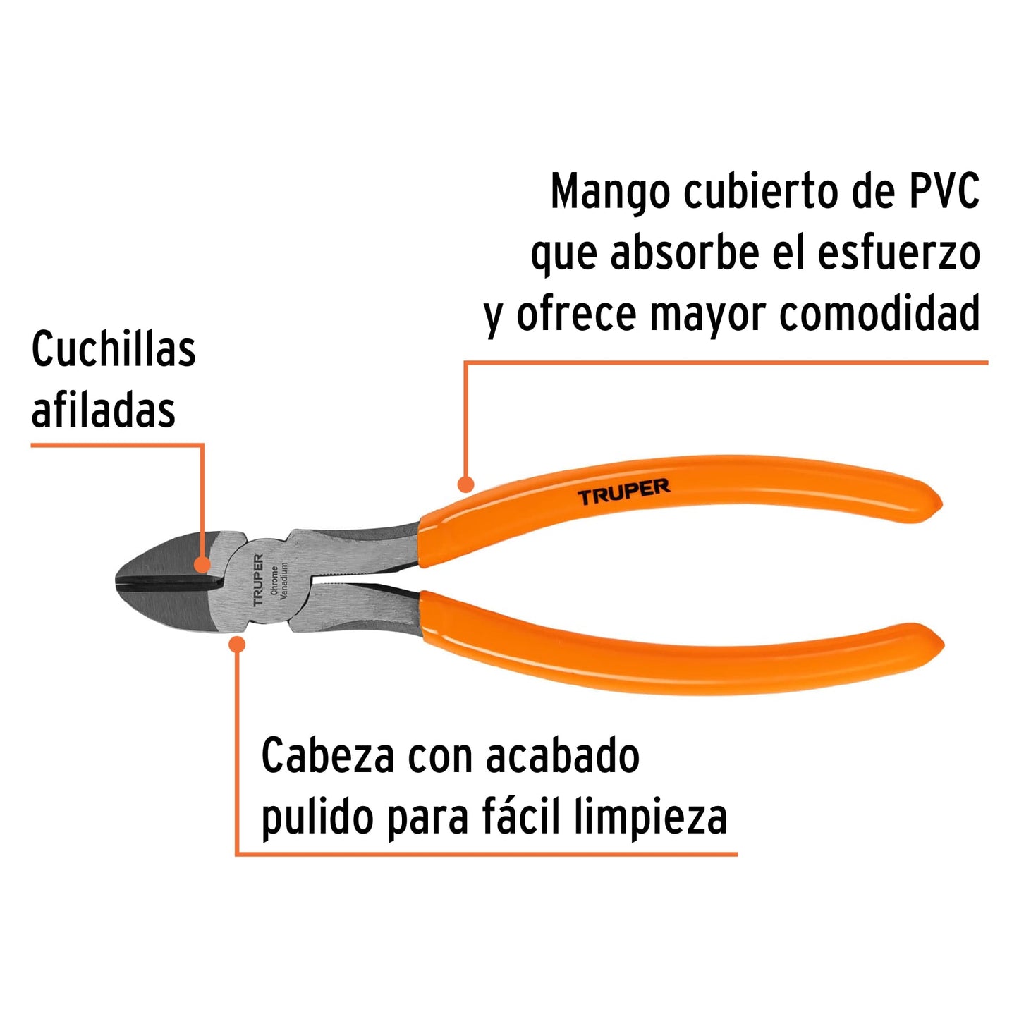 T202-7 Alicate corta frío 7", mango de vinil
