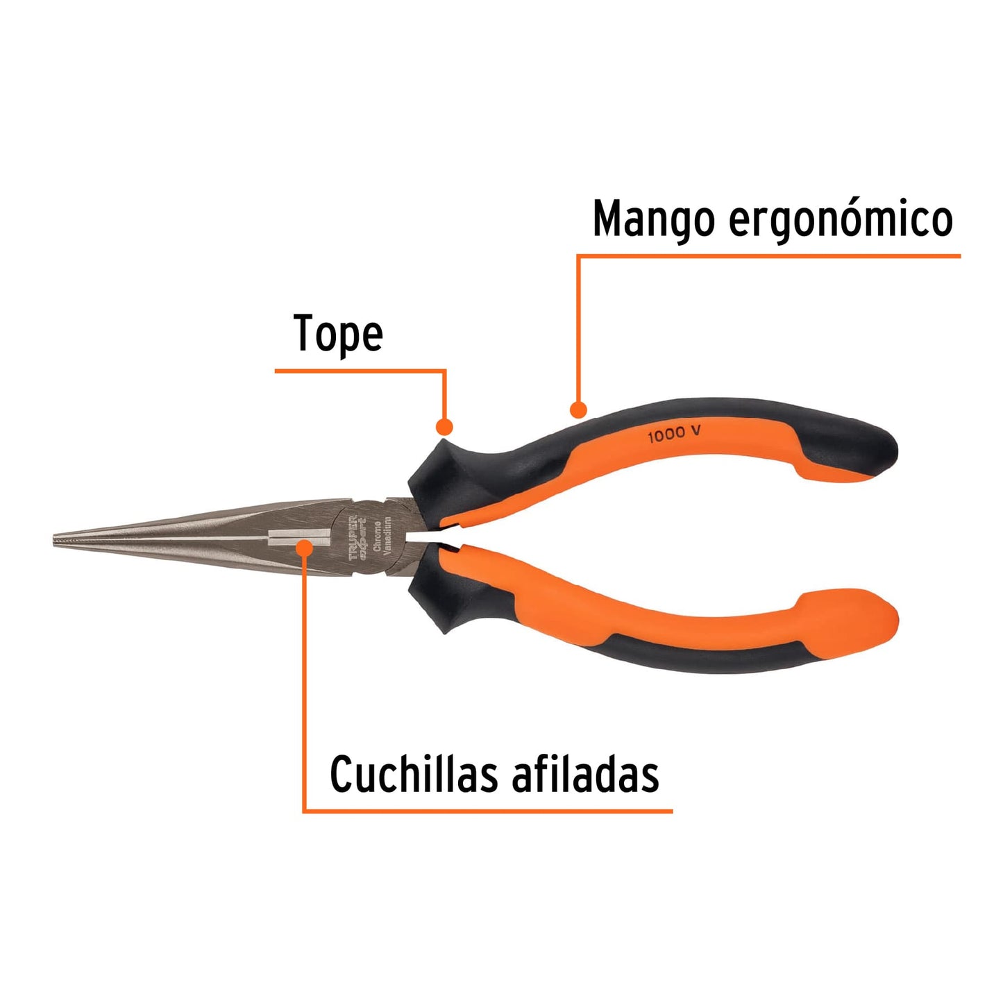 T203-7X Alicate de punta larga 7", mango comfort grip