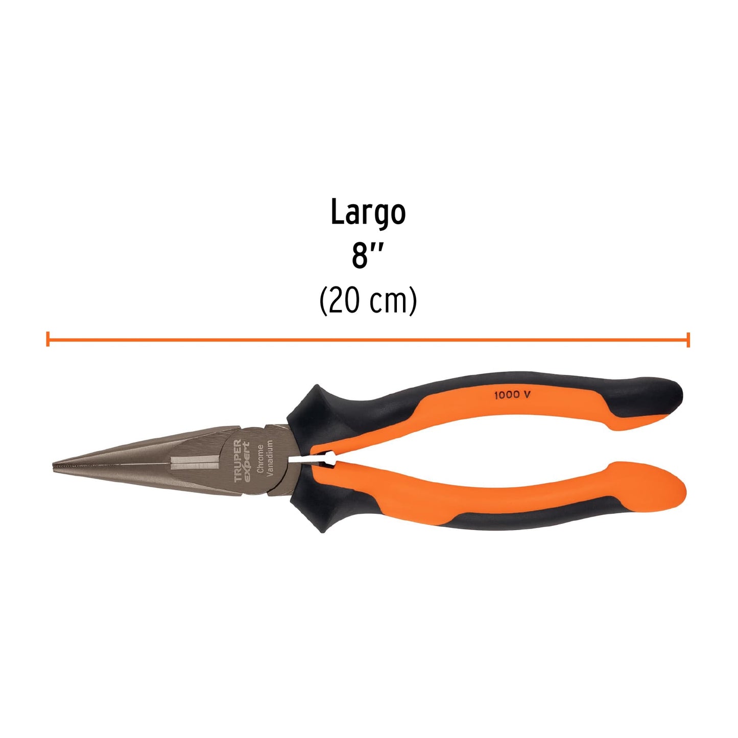 T203-8X Alicate de punta larga 8", mango comfort grip