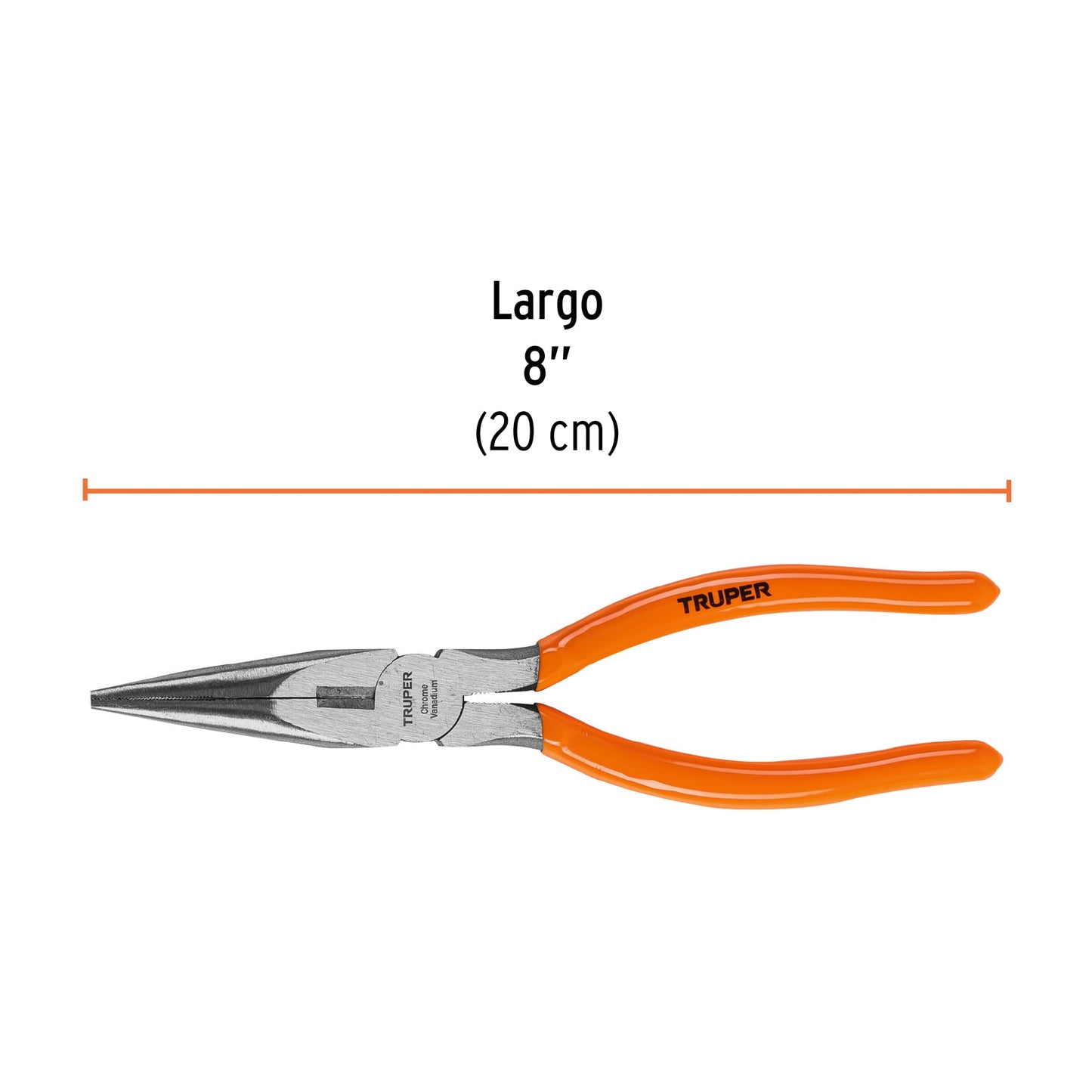T203-8 Alicate de puntab larga 8", mango de vinil