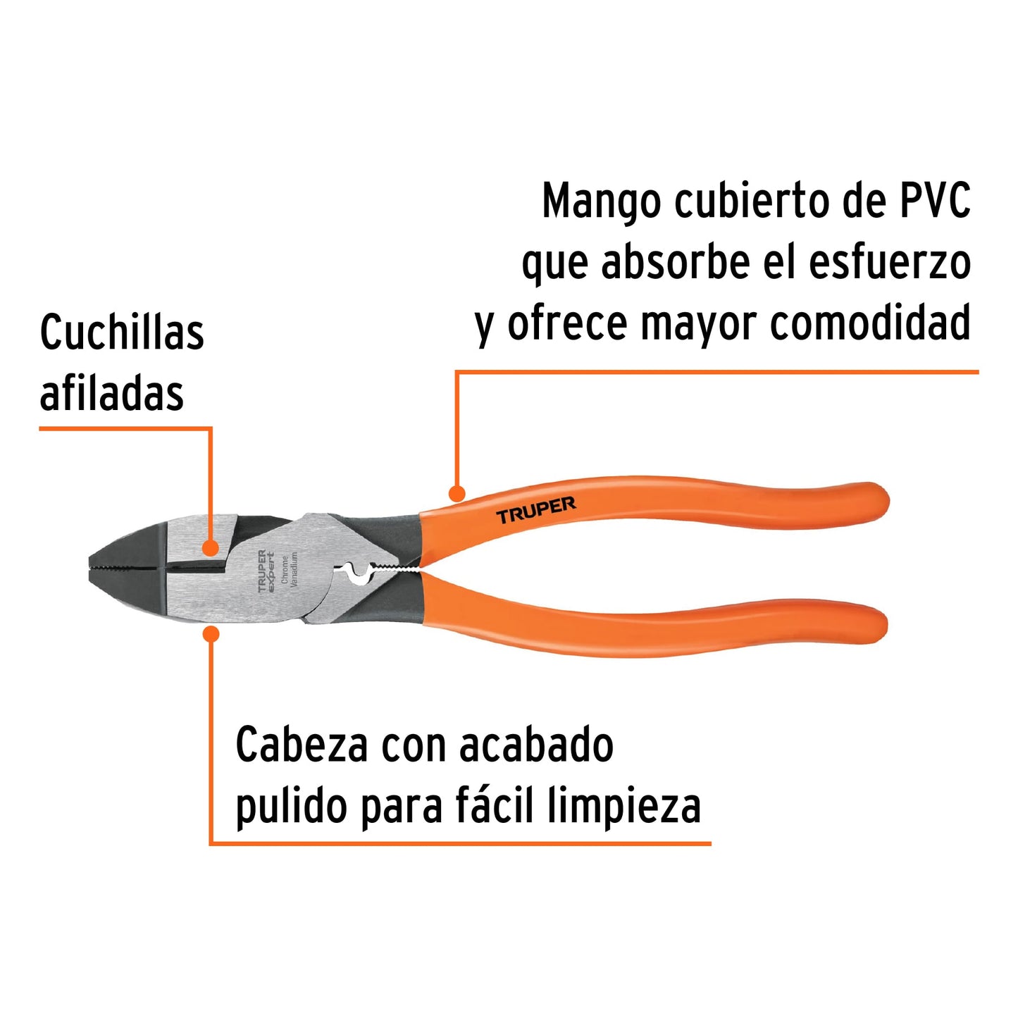 T210-9X Alicate para electricista 9' con ponchadora de terminales, Expert