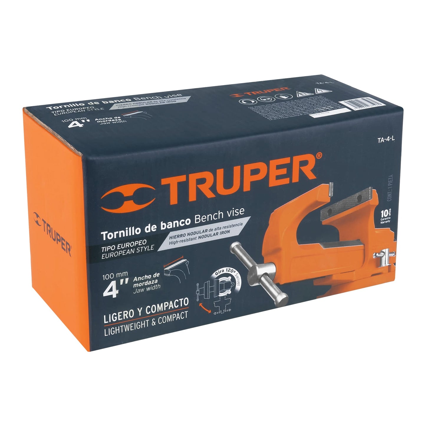 TA-4-L Prensa de banco tipo Europeo, hierro nodular, 4"