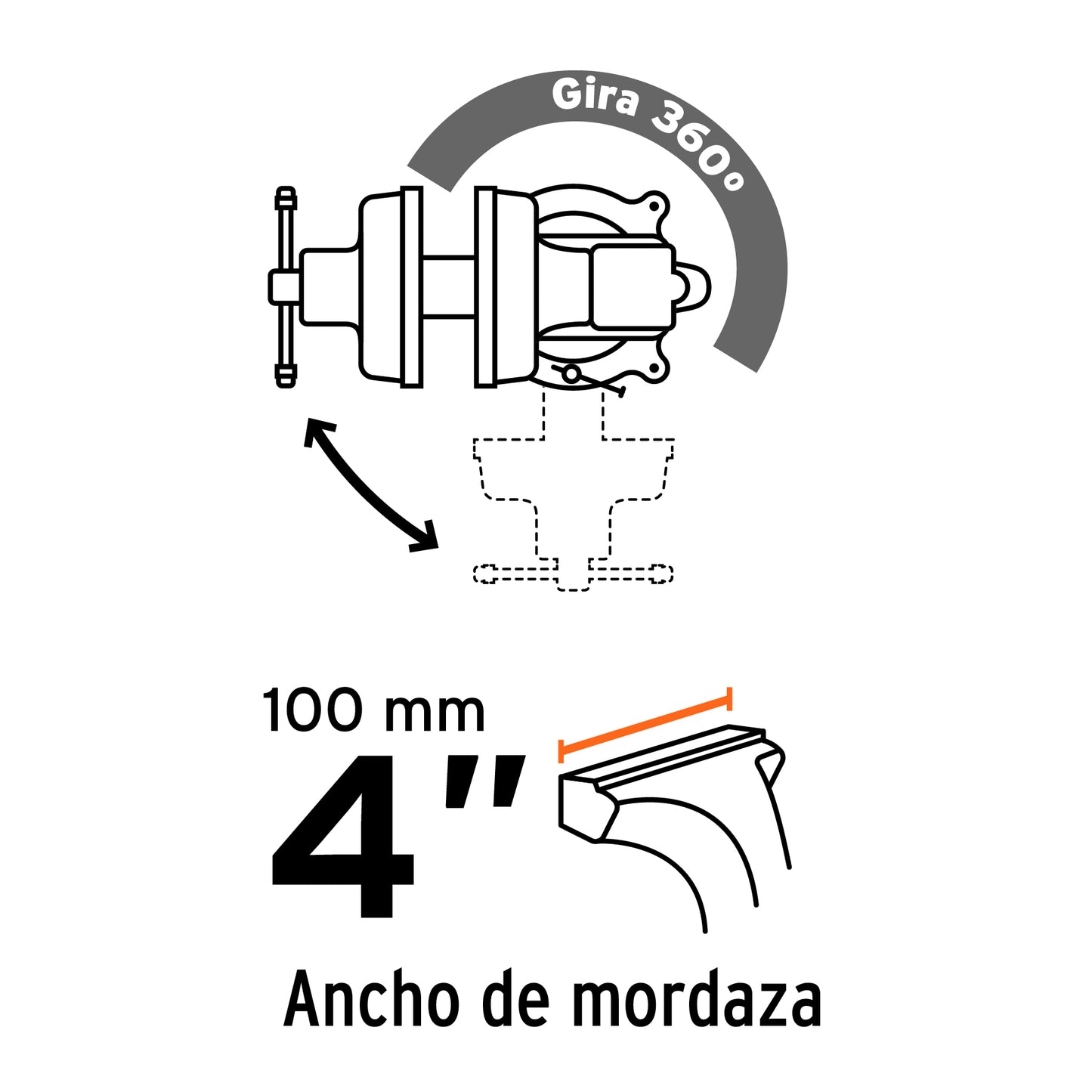 TA-4 Prensa de banco industrial 4", acero