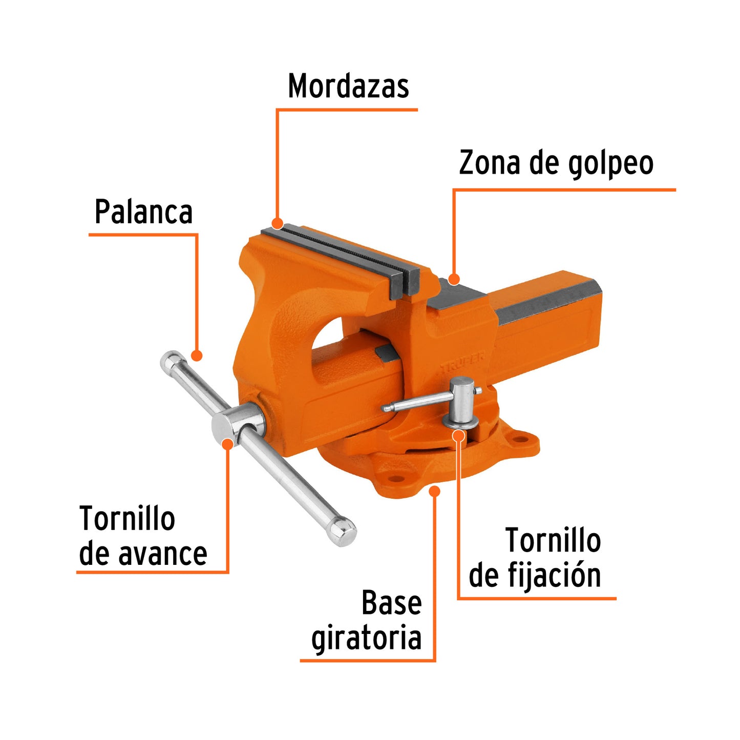 TA-5-L Prensa de banco tipo Europeo, hierro nodular, 5"