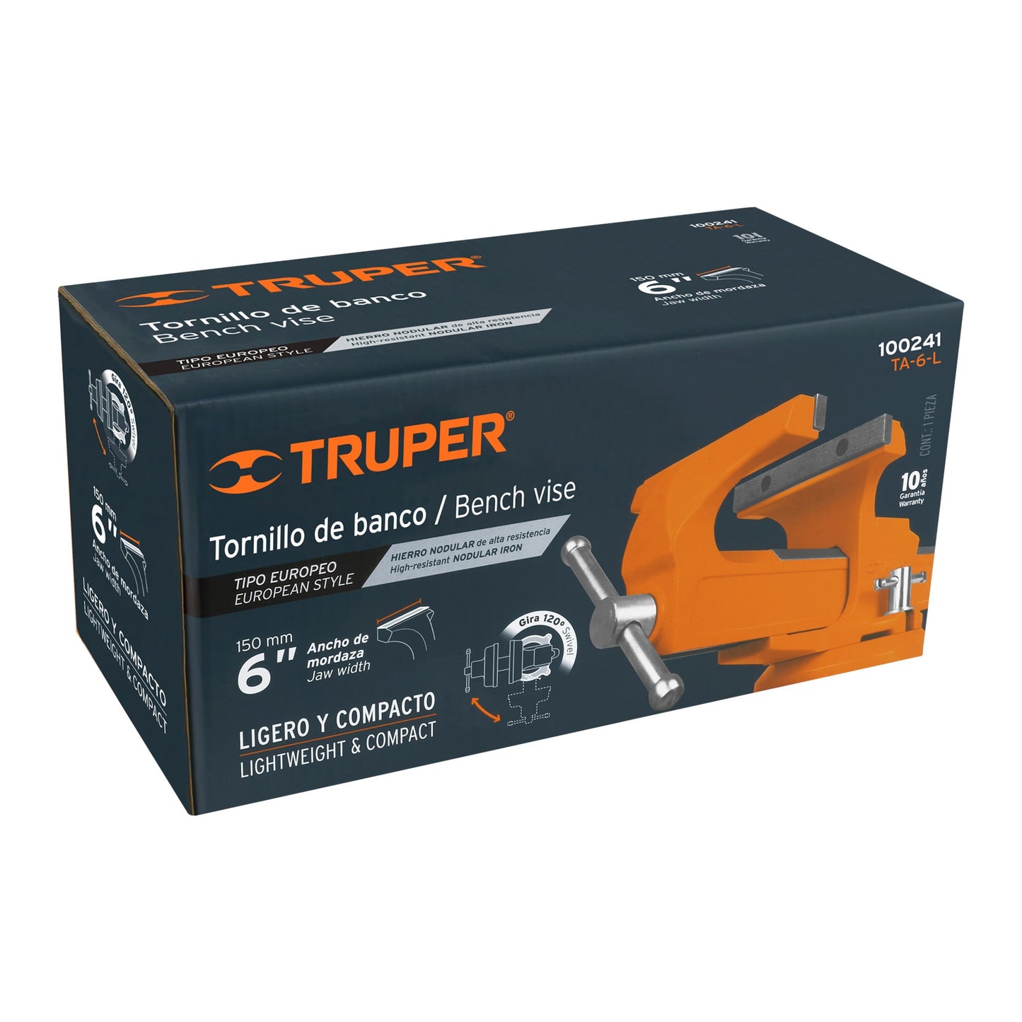 TA-6-L Prensa de banco tipo Europeo, hierro nodular, 6"