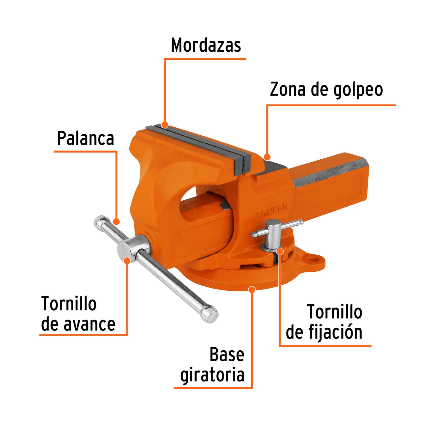 TA-6-L Prensa de banco tipo Europeo, hierro nodular, 6"