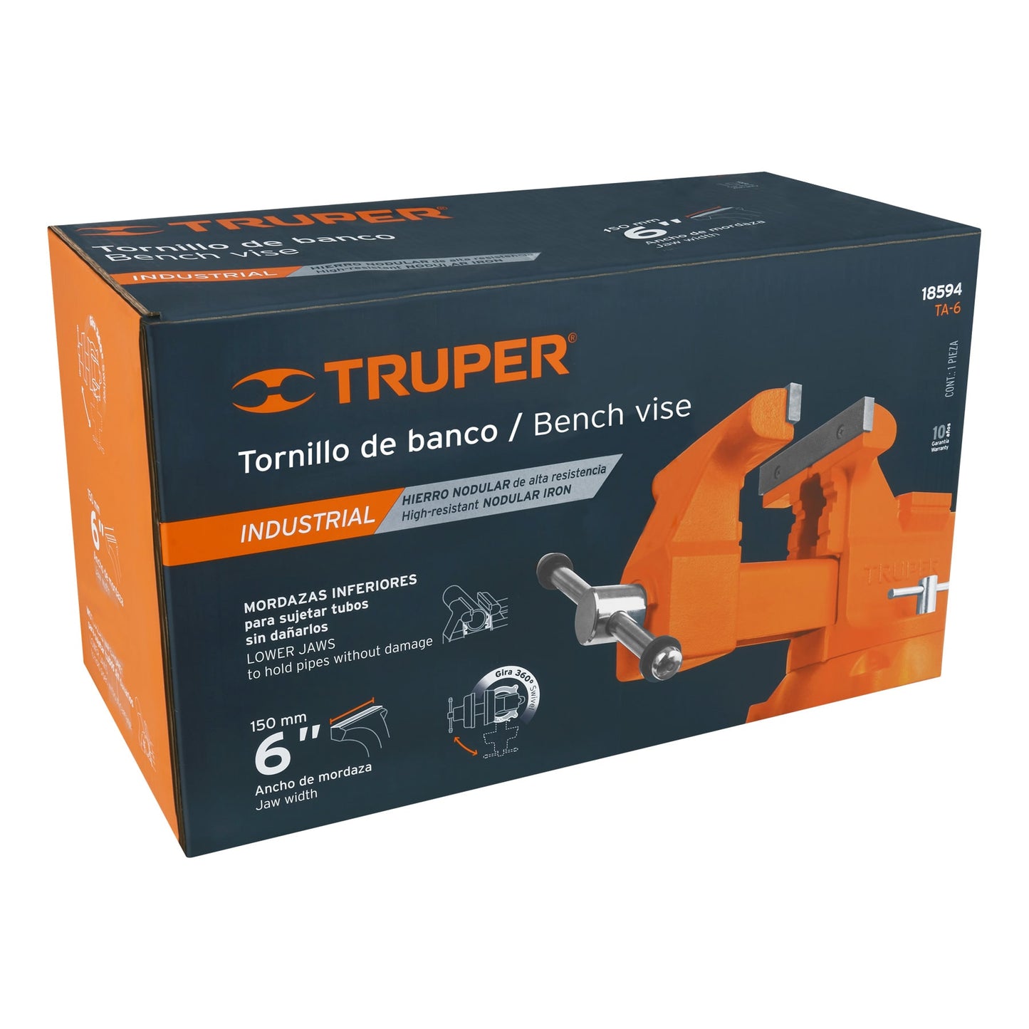 TA-6 Prensa de banco industrial 6", acero