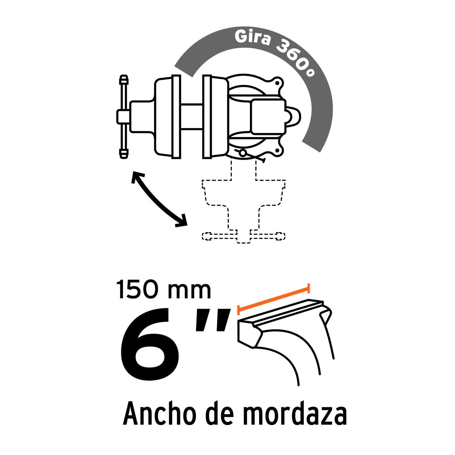 TA-6 Prensa de banco industrial 6", acero