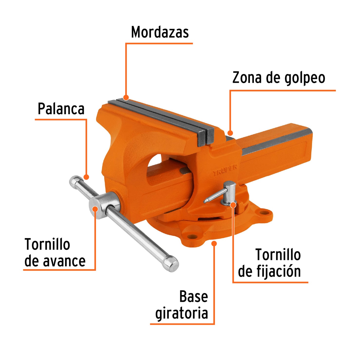 TA-8-L Tornillo de banco tipo Europeo, hierro nodular, 8"