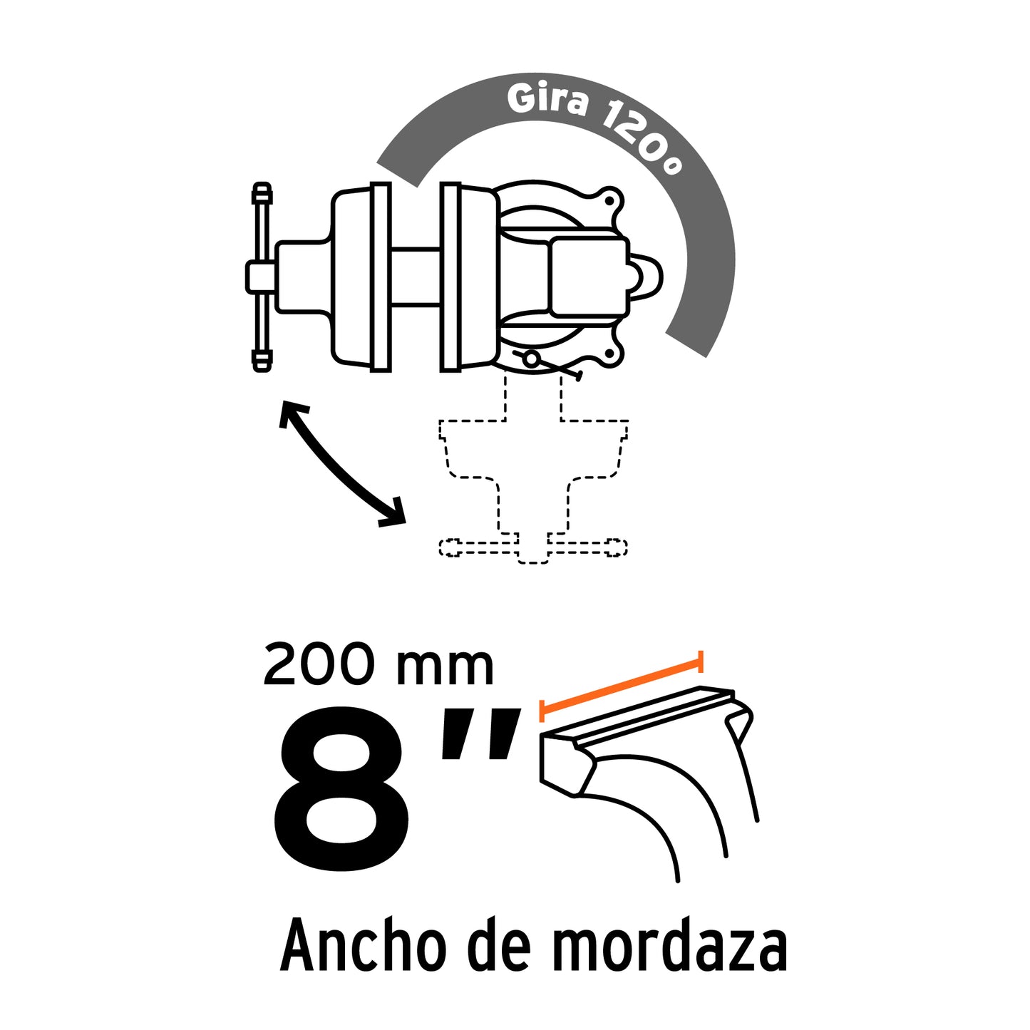 TA-8-L Tornillo de banco tipo Europeo, hierro nodular, 8"