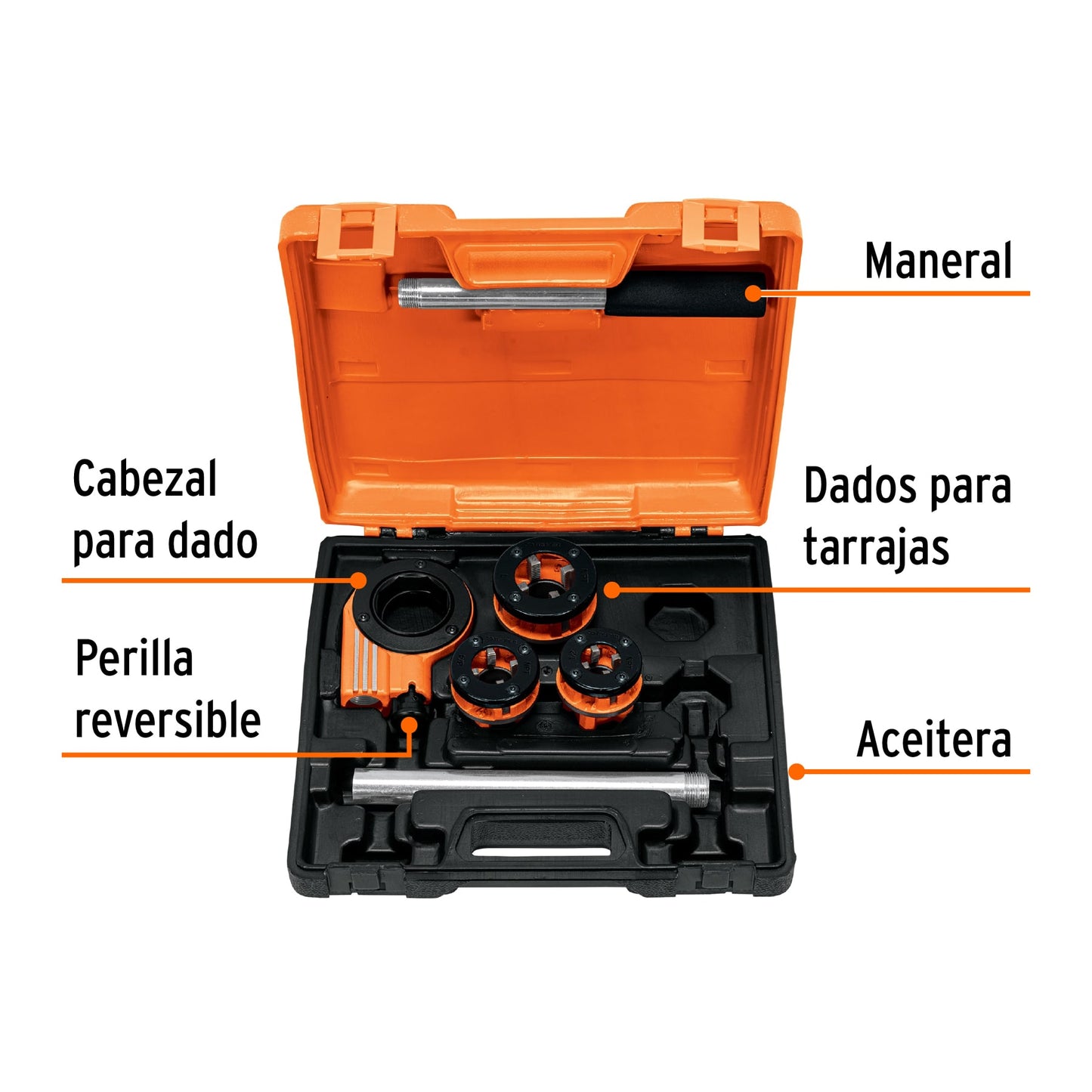 TA-850 Juego de tarrajas para tubo, 4 piezas