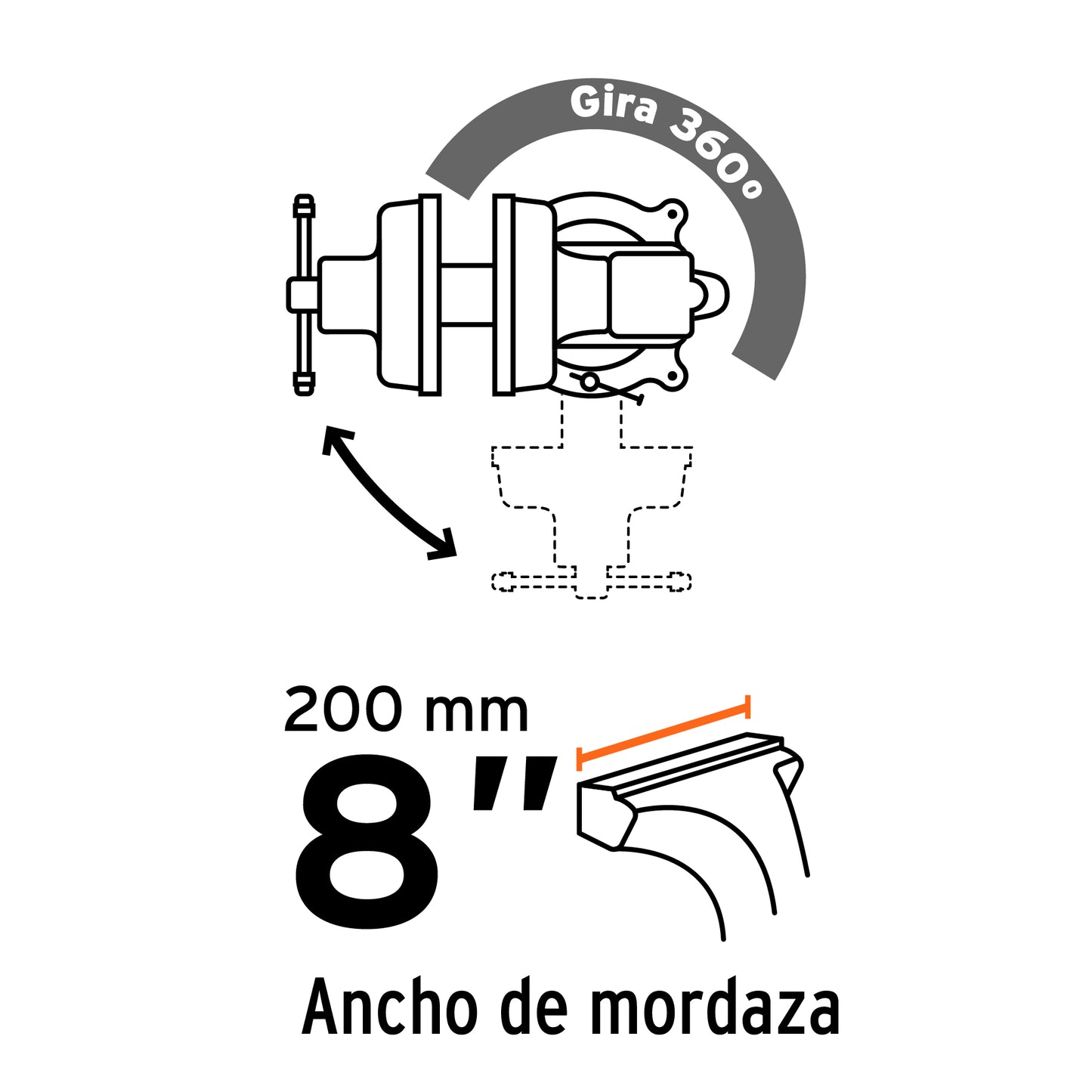 TA-8 Prensa de banco industrial 8", acero