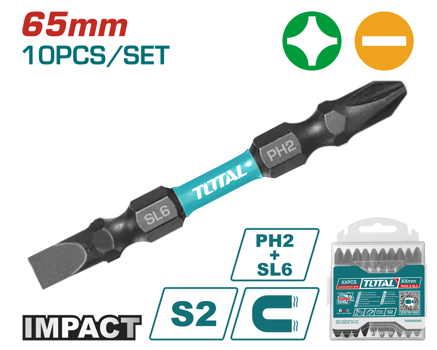 TACIM16HL133 Puntas dobles imantadas para taladro 65 mm PH-PL por unidad