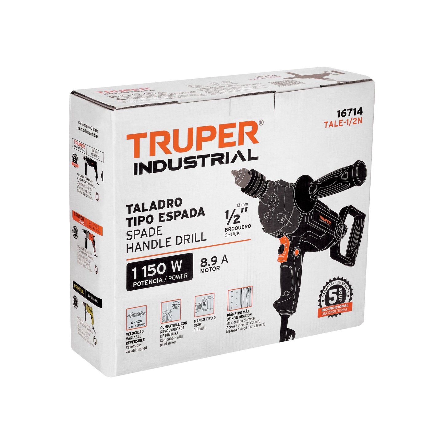 TALE-1/2N Taladro tipo espada Industrial 1/2', 1150 W