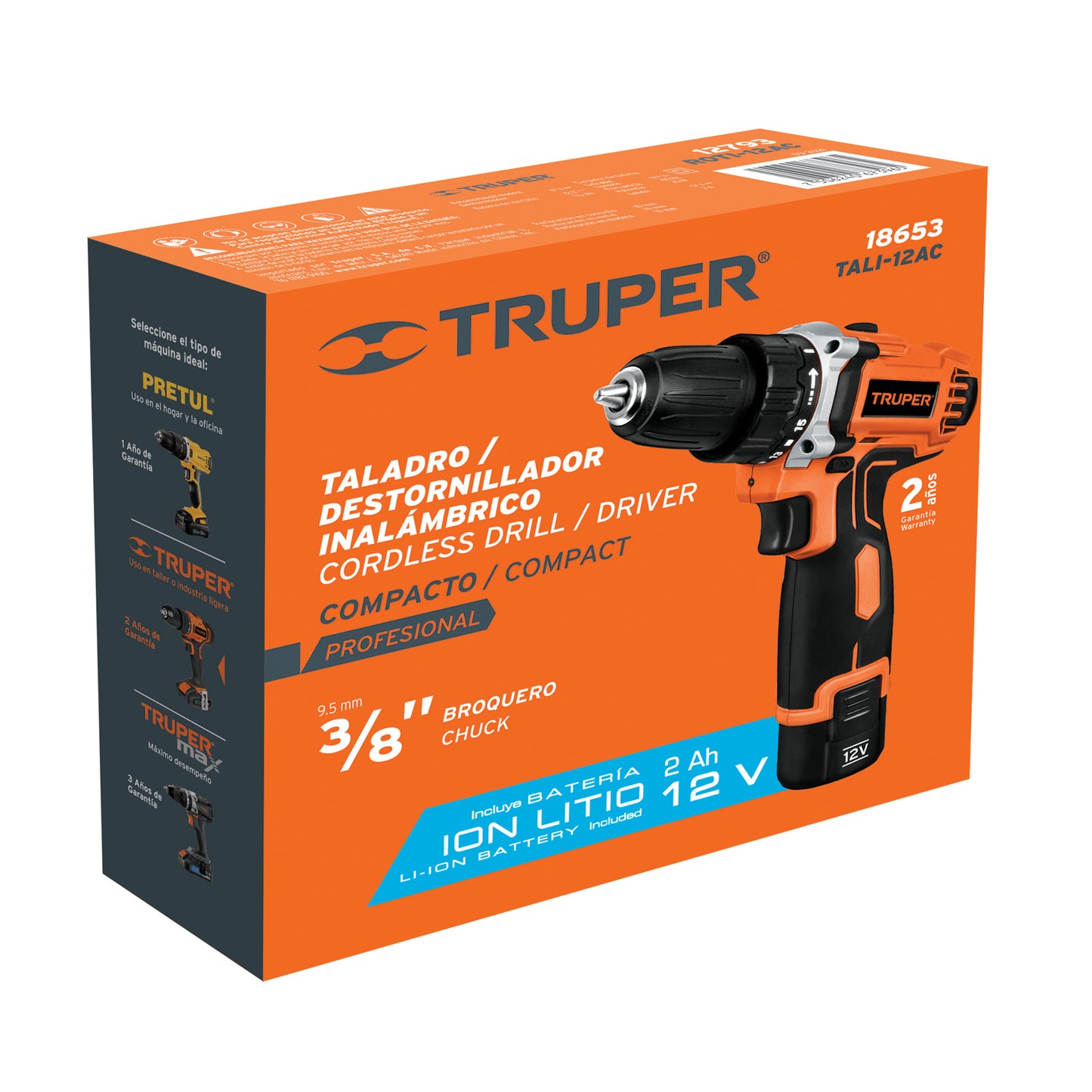 TALI-12AC Taladro inalámbrico compacto batería ion litio 12 V, 3/8"