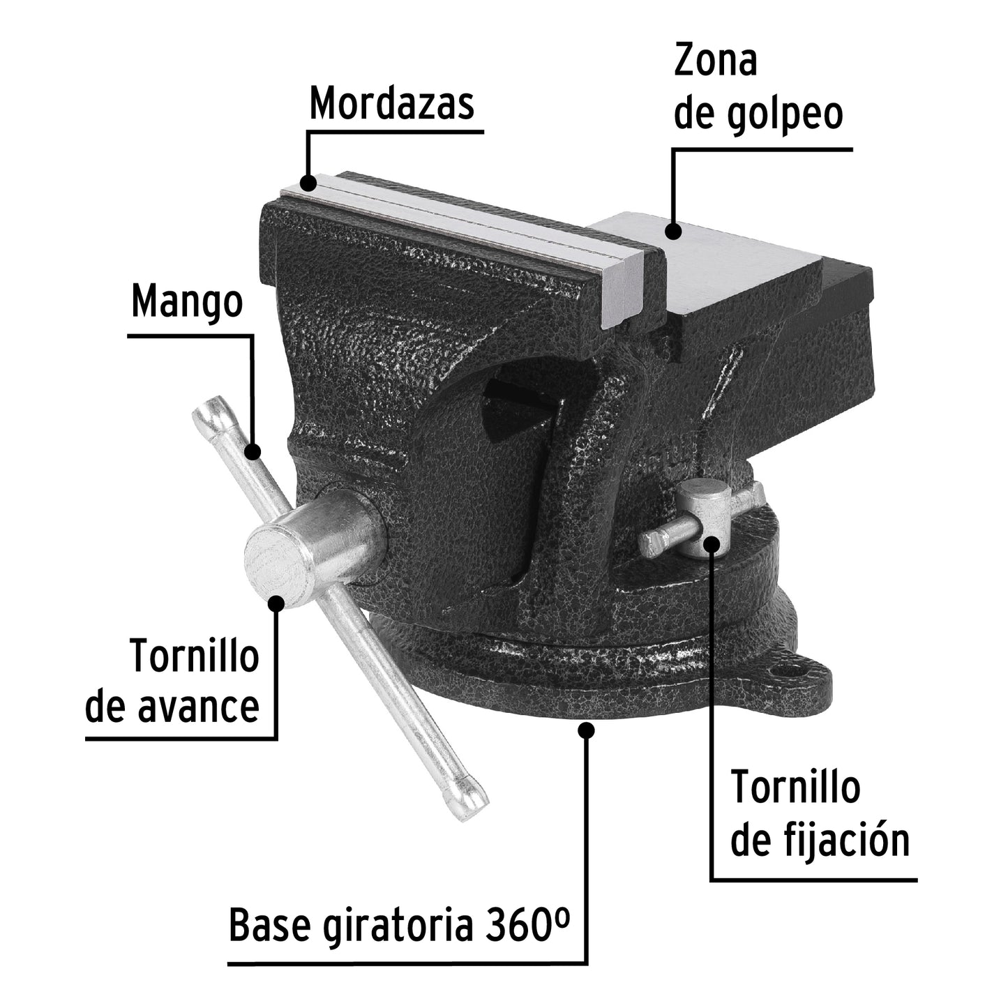 TB-4P Prensa de banco, 4", hierro, Pretul