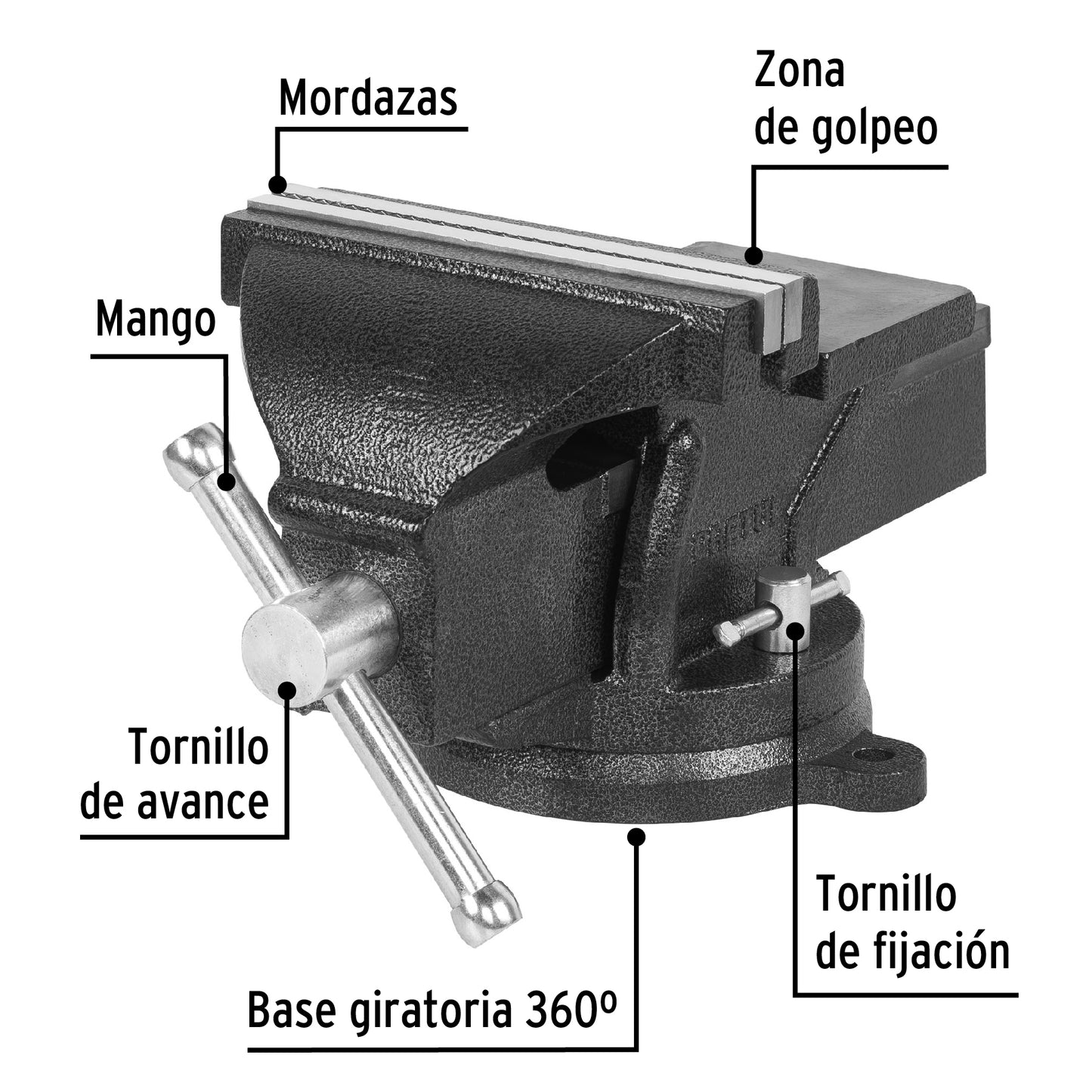 TB-8P Prensa de banco, 8", hierro, Pretul