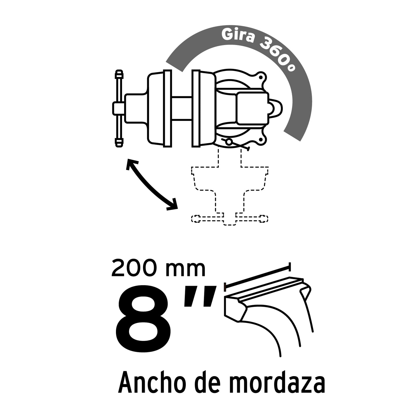 TB-8P Prensa de banco, 8", hierro, Pretul