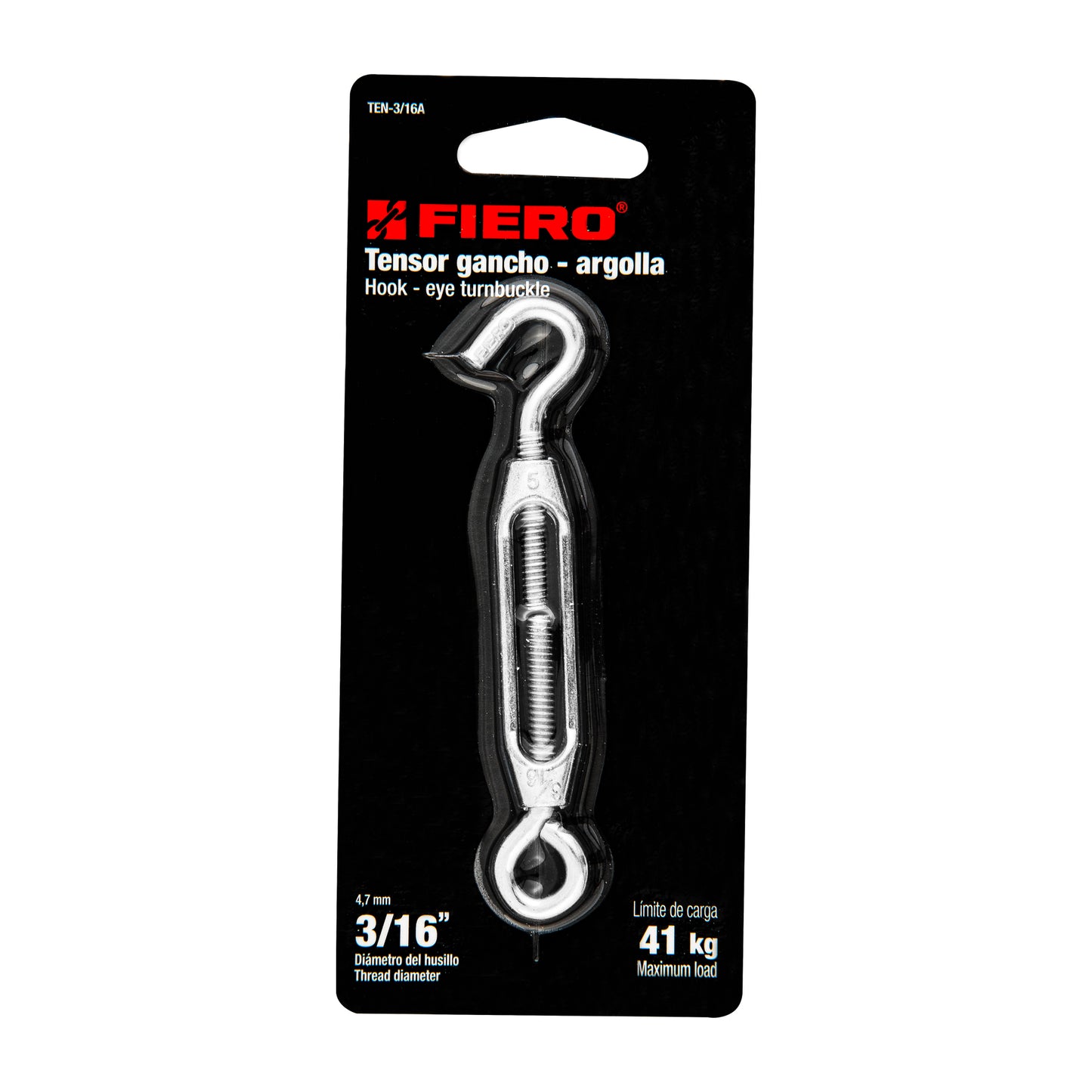TEN-3/16A Tensor zinc, 3/16', gancho-argolla