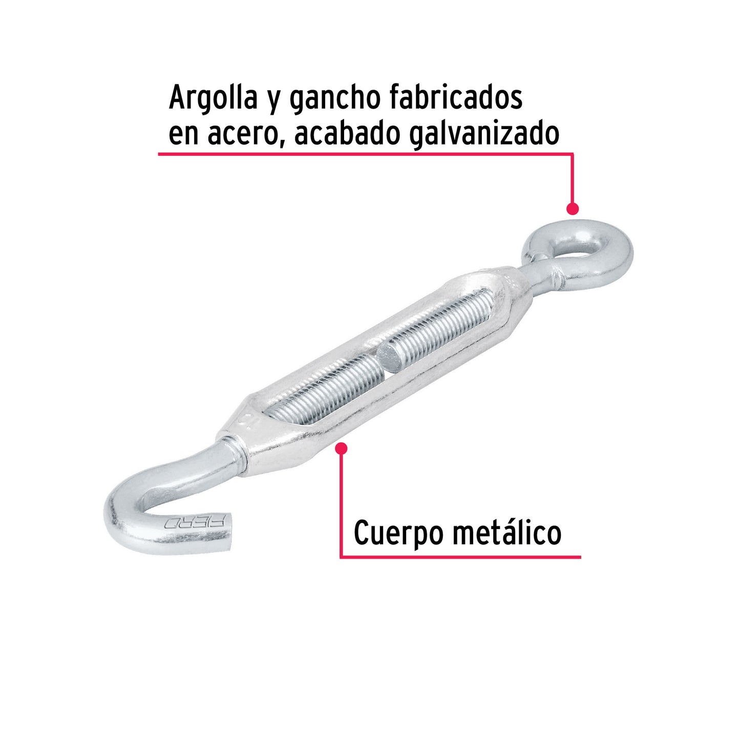 TEN-3/8A Tensor zinc, 3/8', gancho-argolla