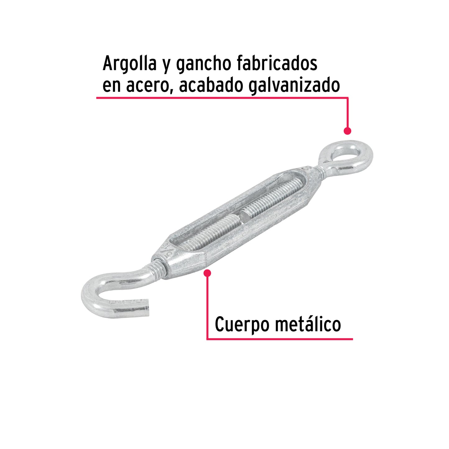 TEN-5/16A Tensor zinc, 5/16', gancho-argolla
