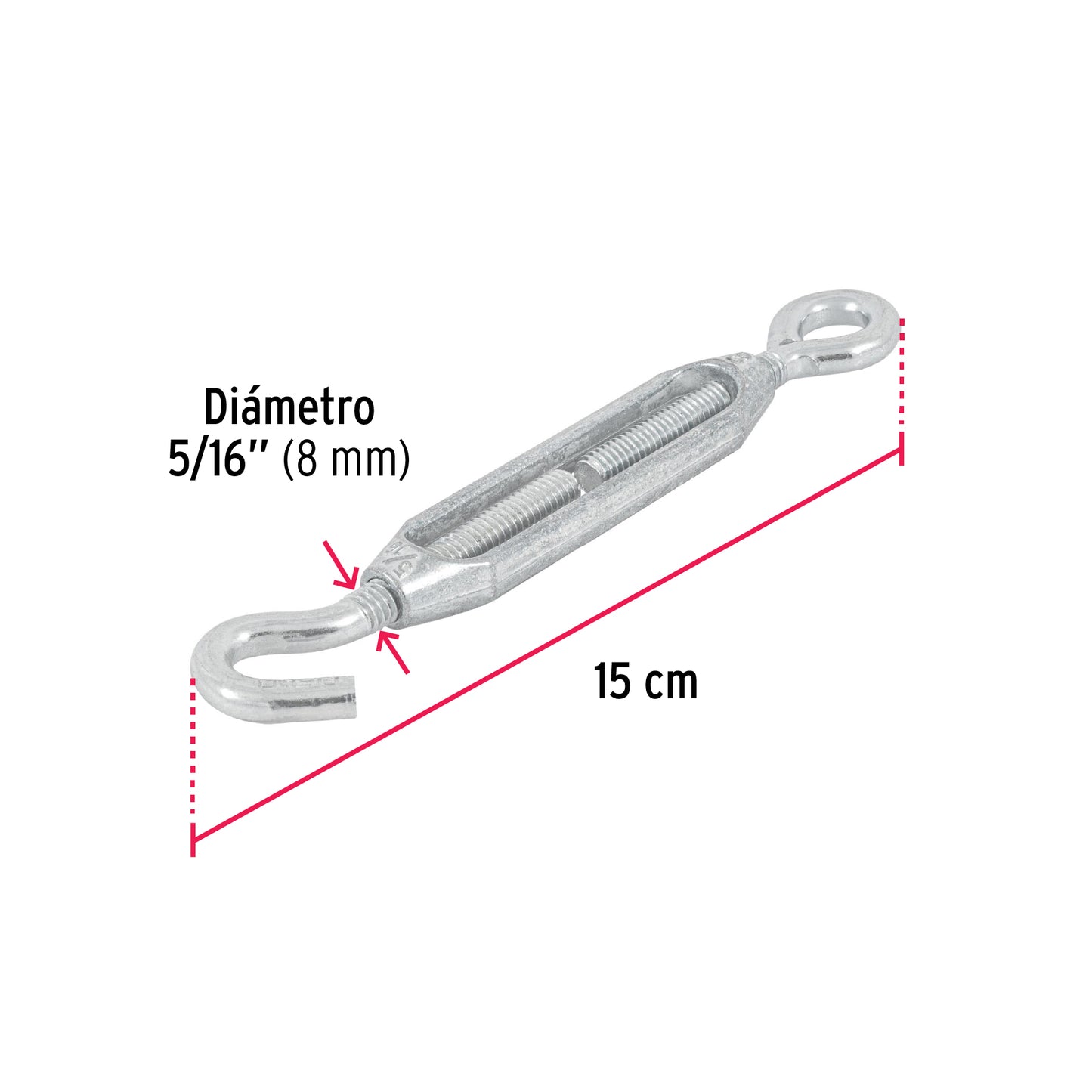 TEN-5/16A Tensor zinc, 5/16', gancho-argolla