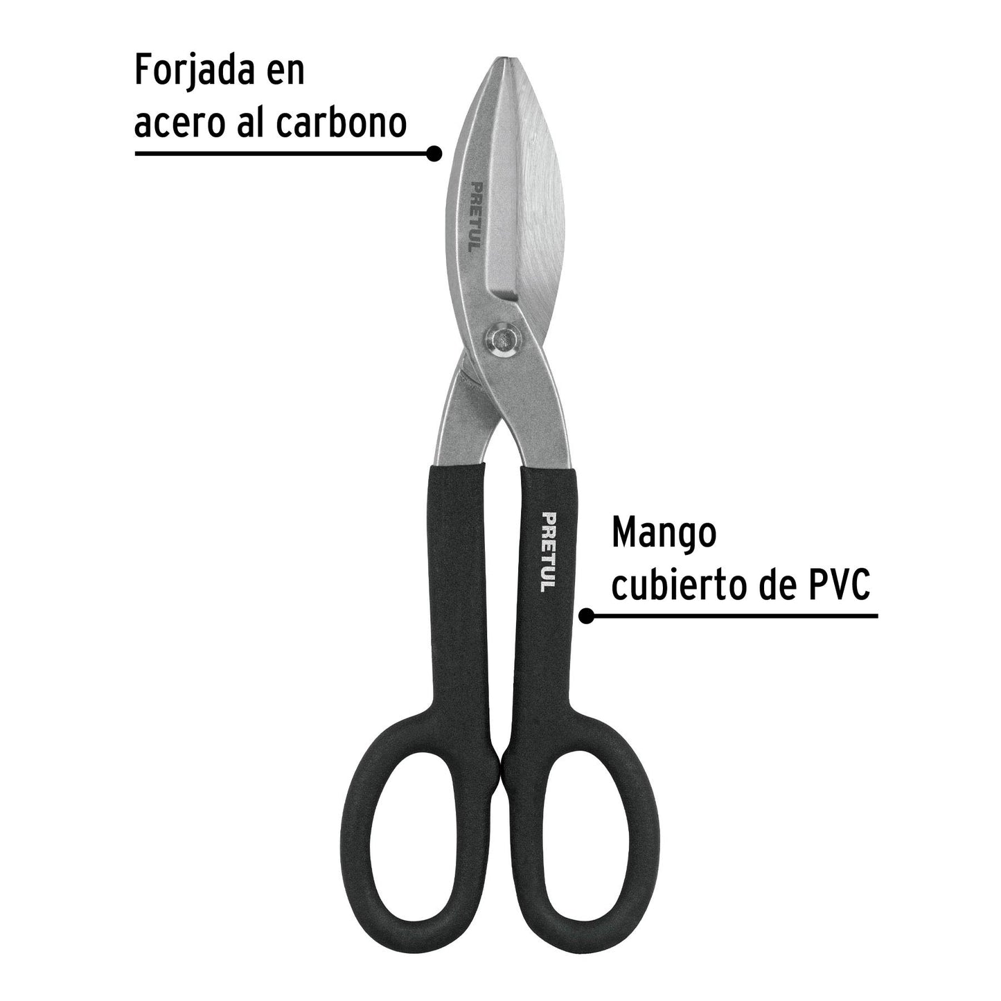TH-12P Tijeras para hojalatero, 12", Pretul