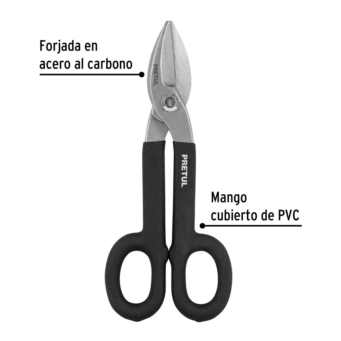 TH-8P Tijera para hojalatero 8", Pretul