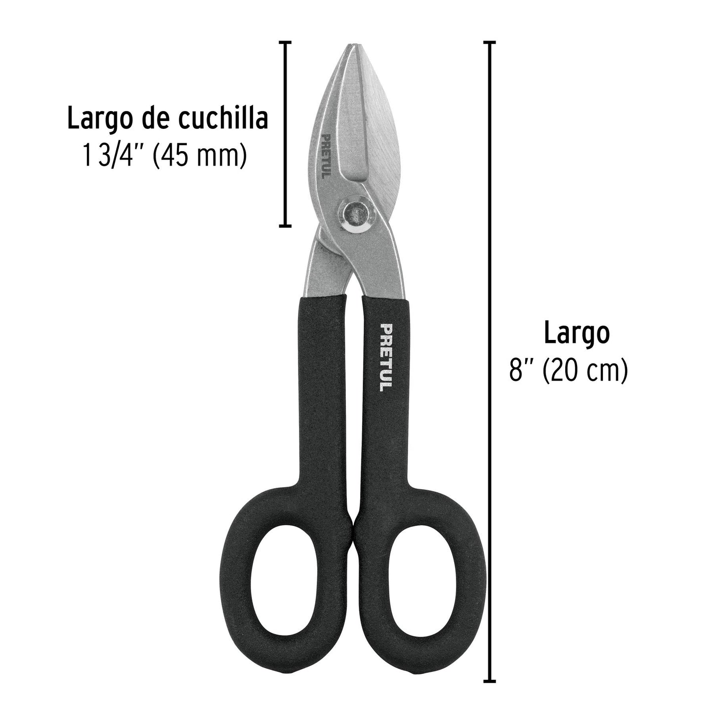 TH-8P Tijera para hojalatero 8", Pretul