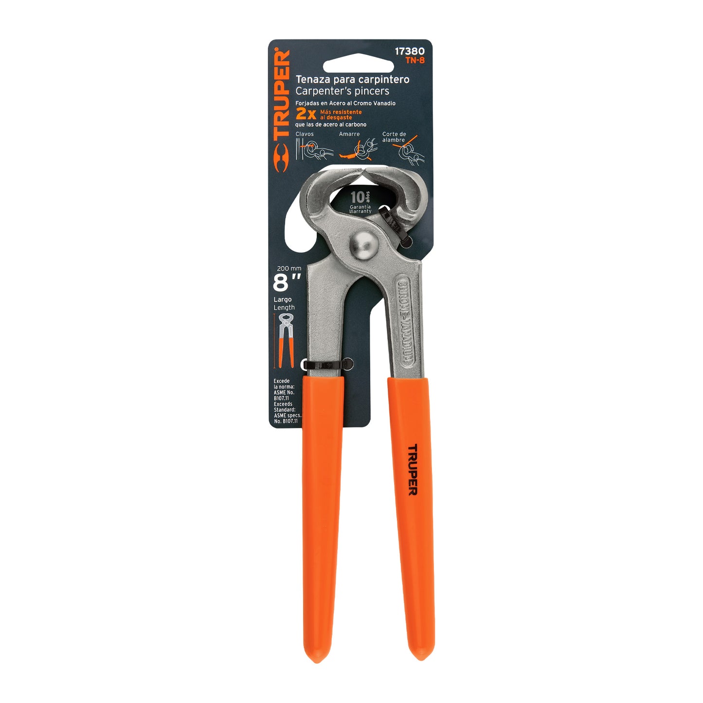 TN-8 Tenaza sacaclavos para carpintero 8"