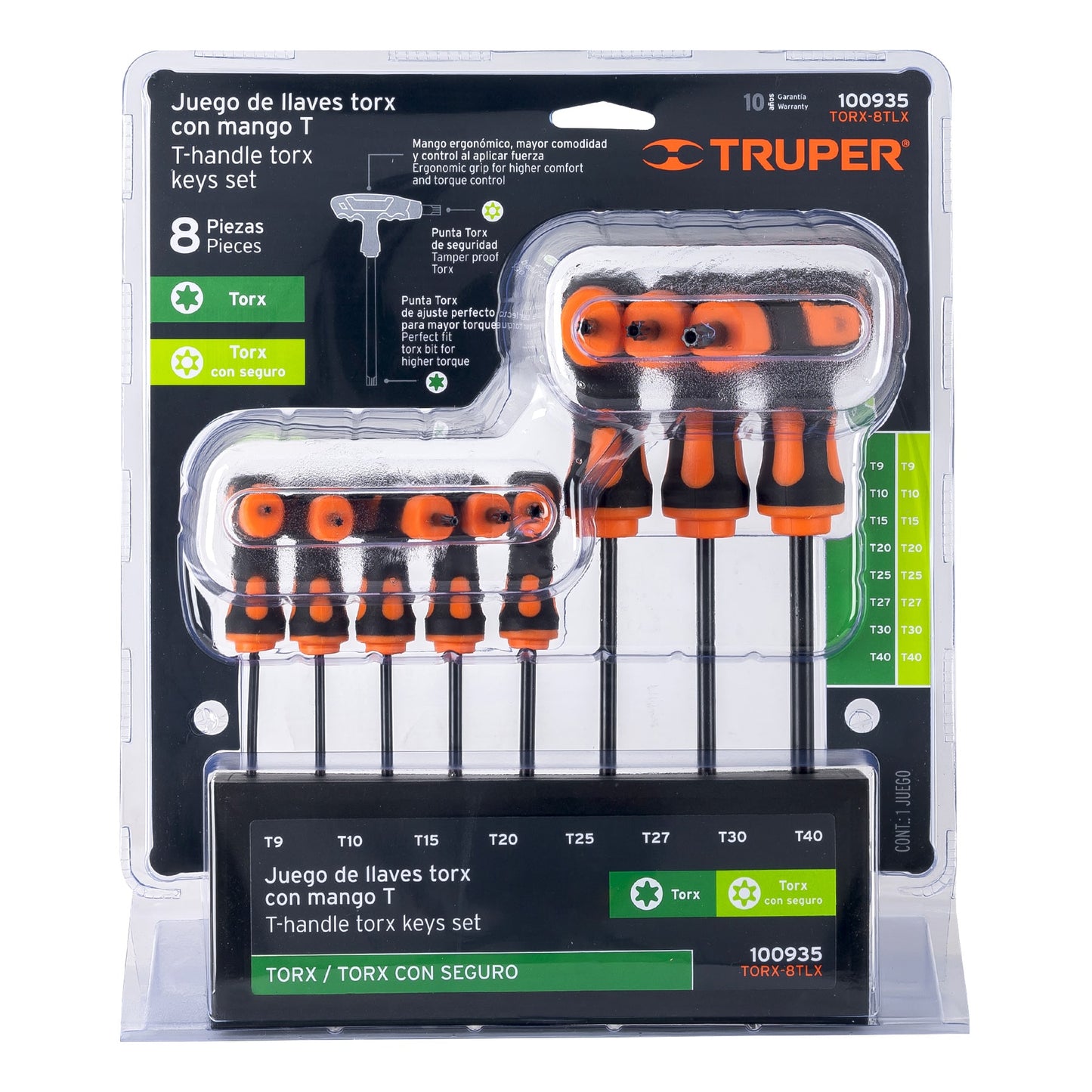 TORX-8TLX Juego de 8 llaves torx mango T, T9-T40