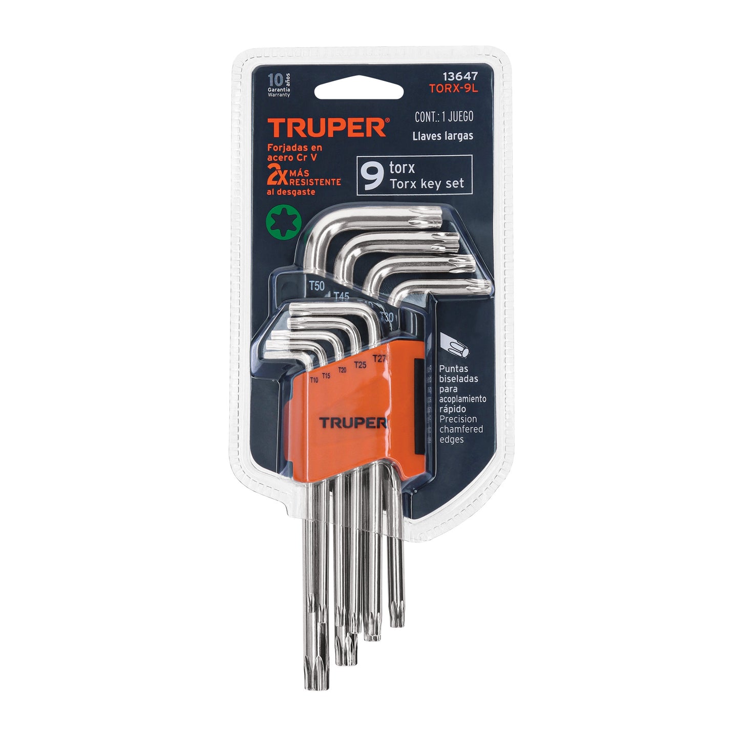 TORX-9L Juego de 9 llaves torx largas, organizador abatible