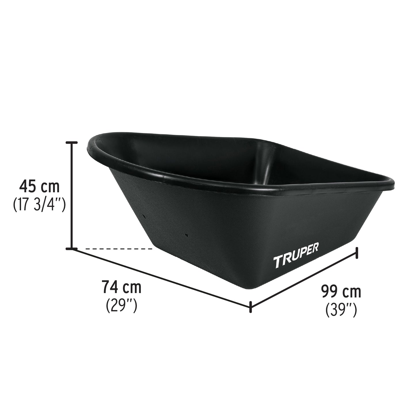 TP-6FF-CO Carretilla 6ft3, platón plástico, mgos/madera 1-3/4", rueda antipinchazo