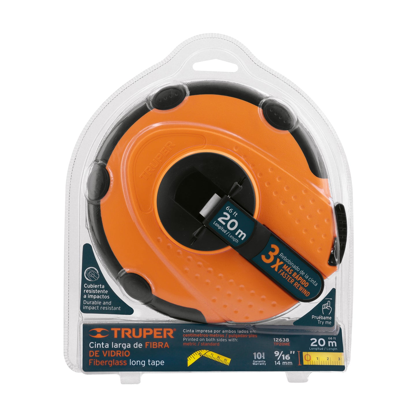 TP20ME Cinta métrica fibra de vidrio, carcasa plástica, 20 m