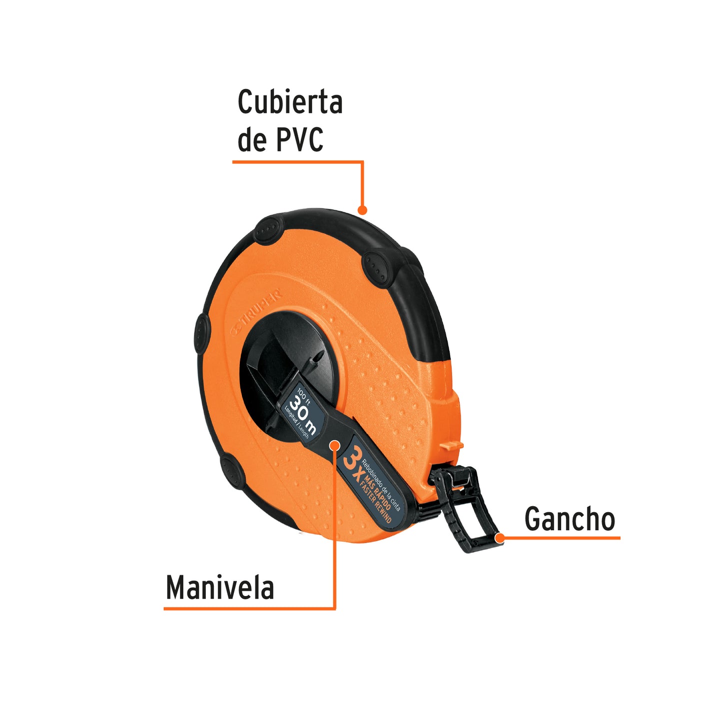 TP30ME Cinta métrica fibra de vidrio, carcasa plástica, 30 m