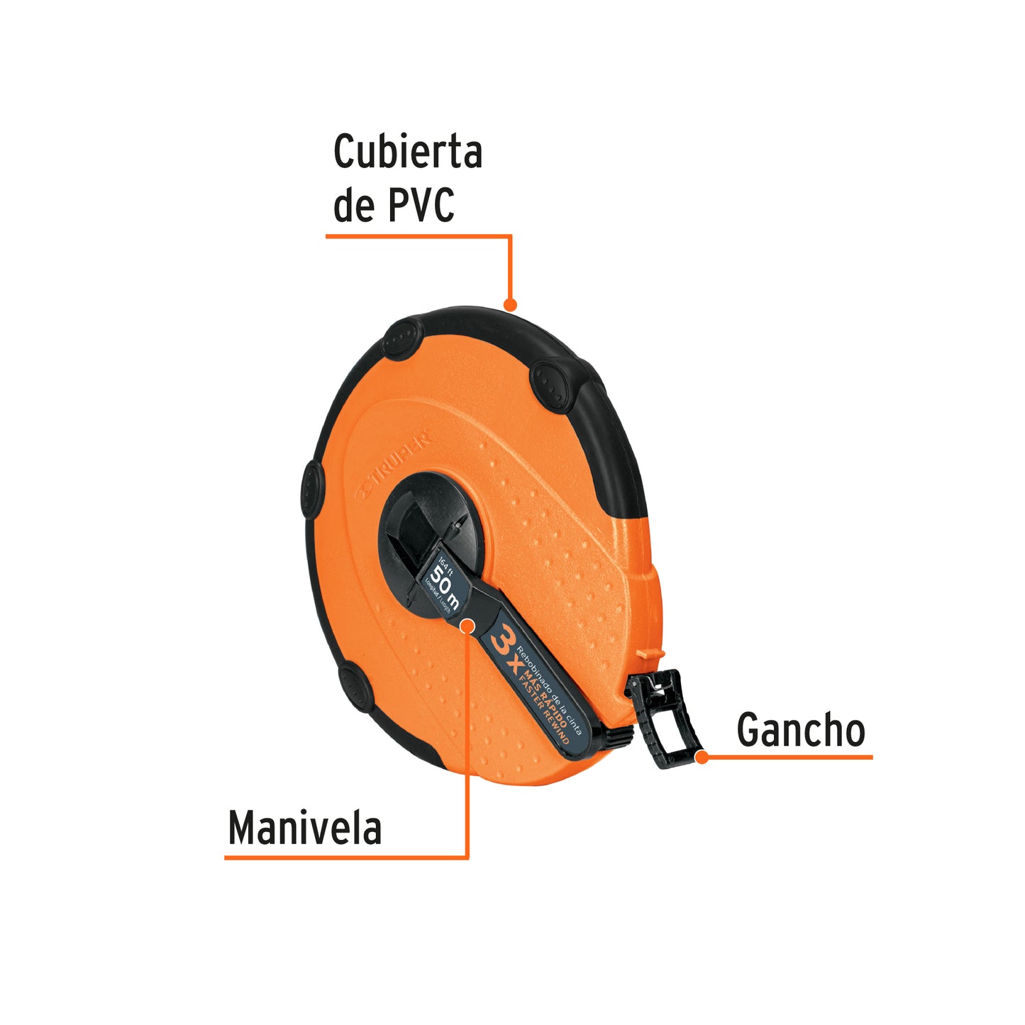 TP50ME Cinta métrica fibra de vidrio, carcasa plástica, 50 m