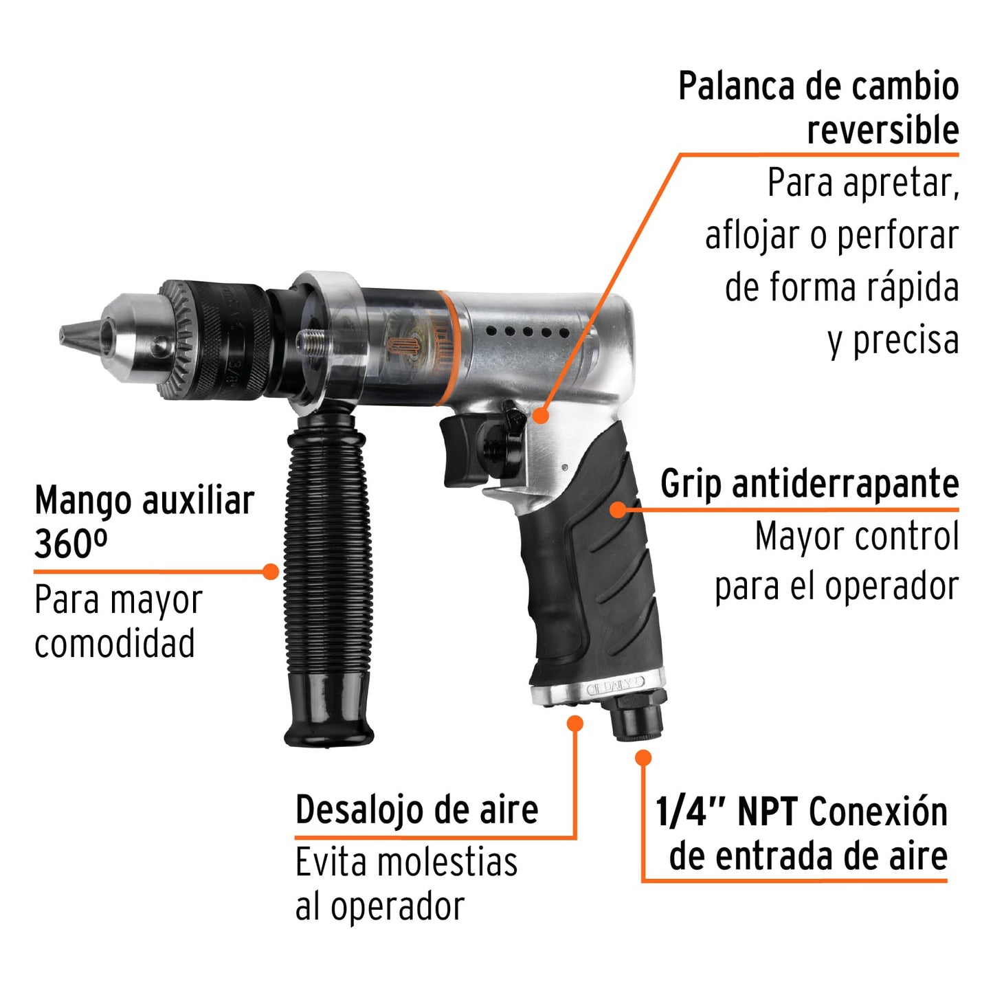 TPN-785HX Taladro neumático reversible, 1/2"